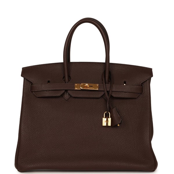 Pre-owned Hermes Birkin 35 Chocolate Togo Gold Hardware
