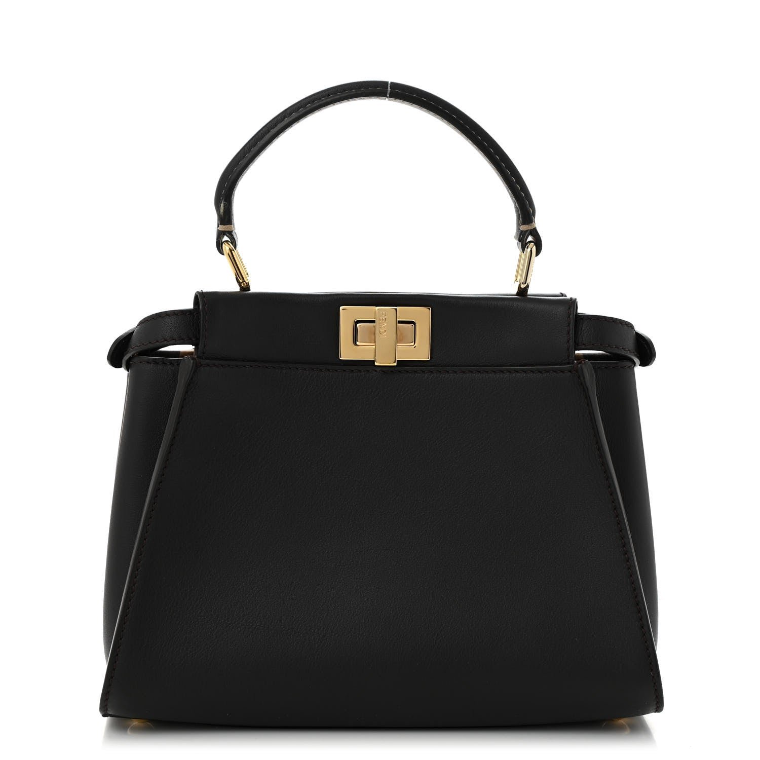 Fendi Vitello Seta Nabuk Pequin Mini Peekaboo Iconic Satchel Ebano Tobacco Moro