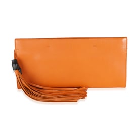 Gucci Orange Pebbled Calfskin Tassel Flat Clutch