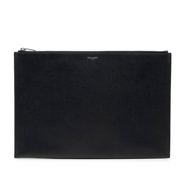 Calf Leather Grain De Poudre Zip Document Holder