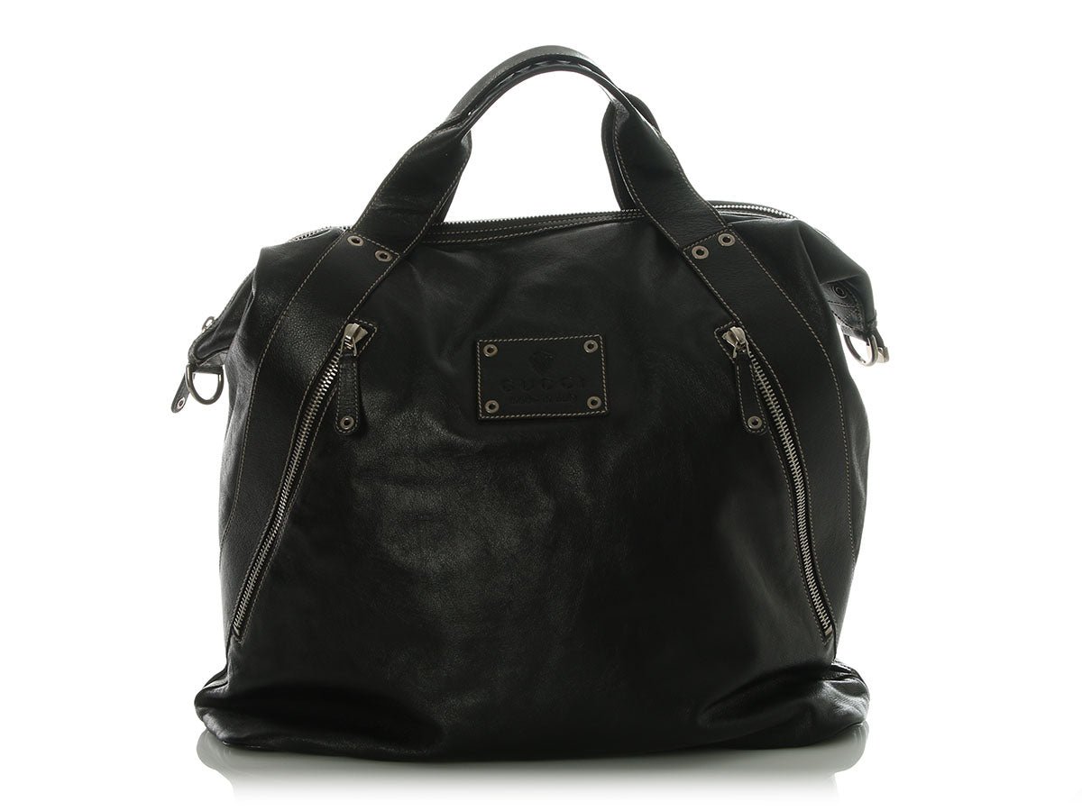 Gucci Black Leather Weekender