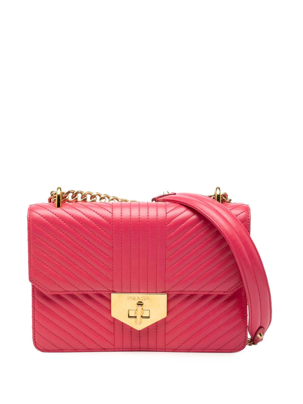 2010-2025 Soft Calf Chevron Impunture Turn Lock Chain crossbody bag