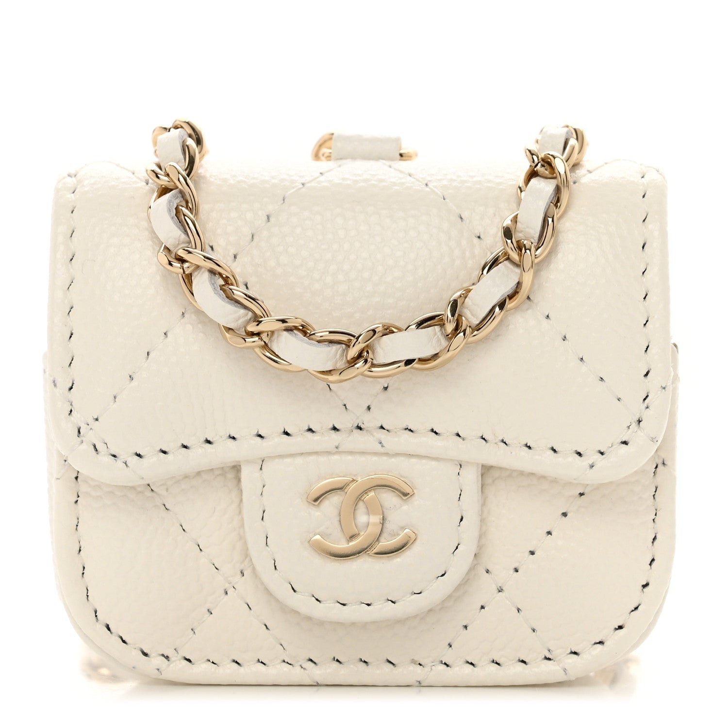 Chanel Caviar Quilted Airpods Pro Case White