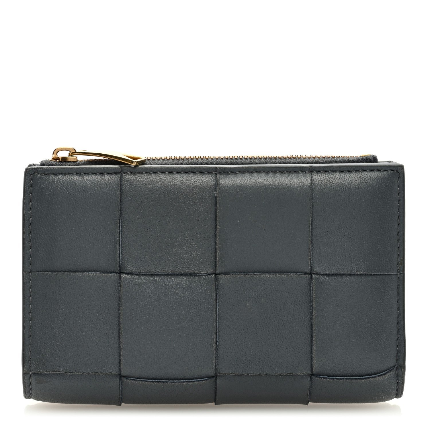 Bottega Veneta Nappa Maxi Intrecciato Medium Cassette Bifold Zip Wallet Thunder