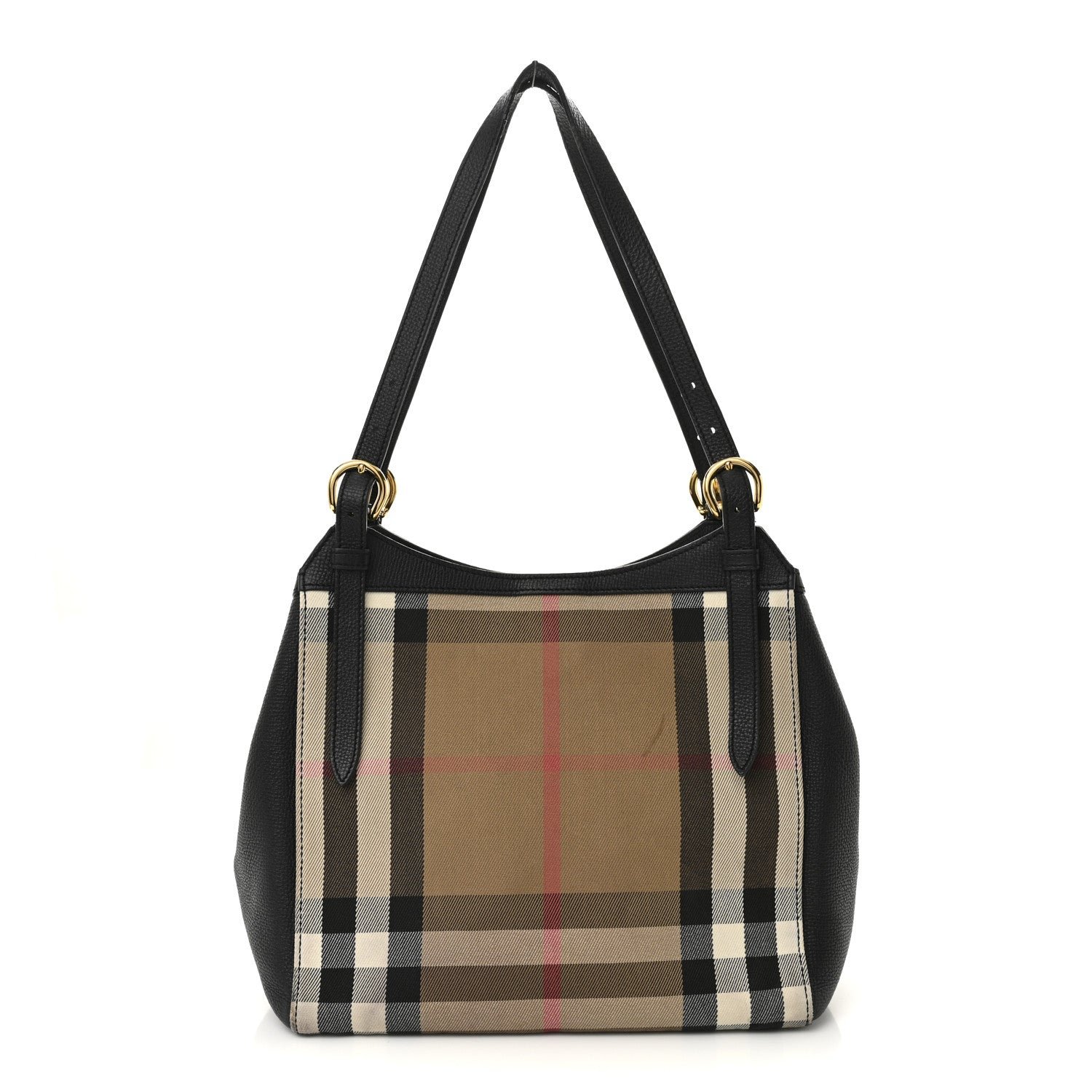 Burberry Grainy Calfskin House Check Small Canterbury Tote Black