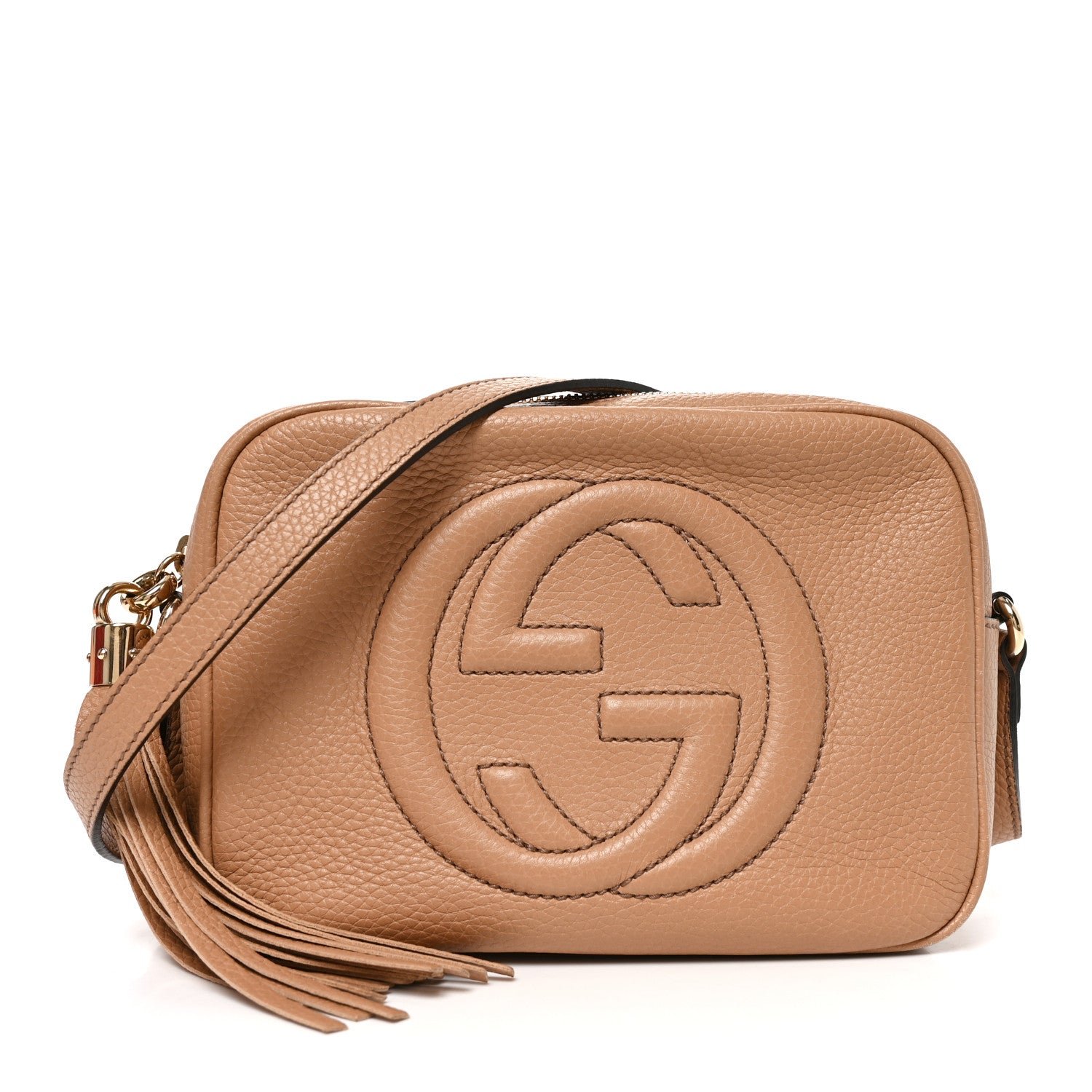 Gucci Pebbled Calfskin Small Soho Disco Bag Camelia