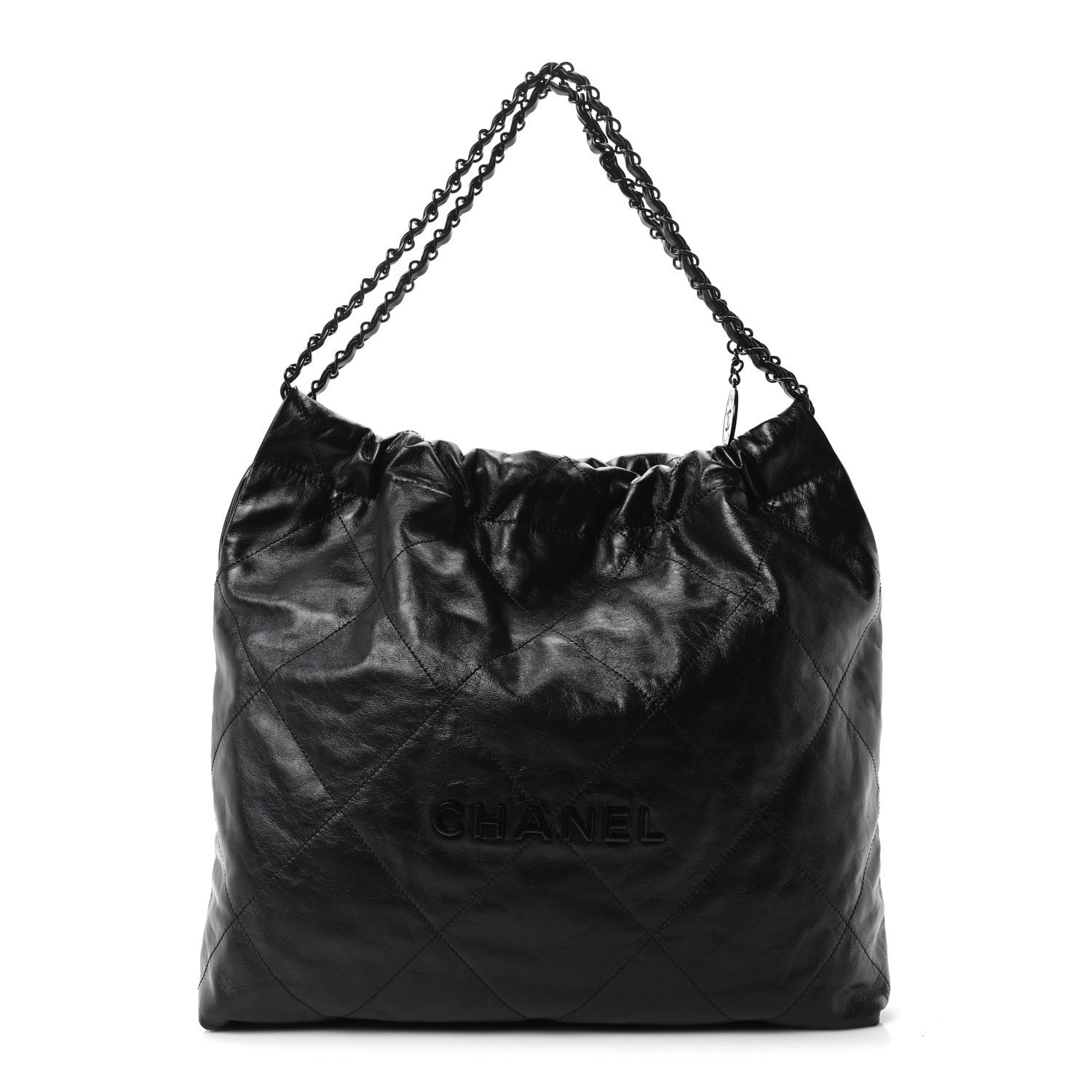 Chanel Shiny Calfskin Quilted Monochrome Small Chanel 22 Black