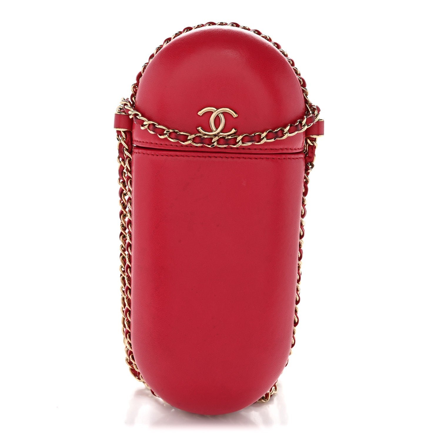 Chanel Lambskin Chain Around Phone Holder Red