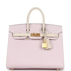 Hermes Hermes Special Order (HSS) Birkin Sellier 25 Mauve Pale and Craie Epsom Brushed Gold Hardware