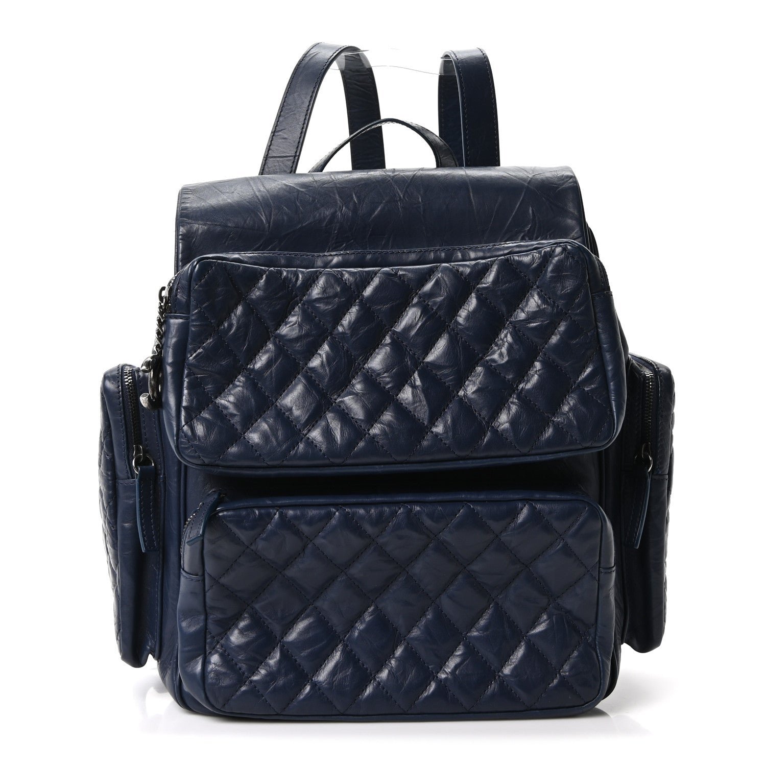 Chanel Aged Calfskin Quilted Medium Casual Rock Airlines Backpack Blue