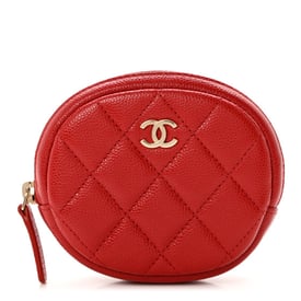 Chanel Caviar Quilted Zip Around Classic Coin Purse Red