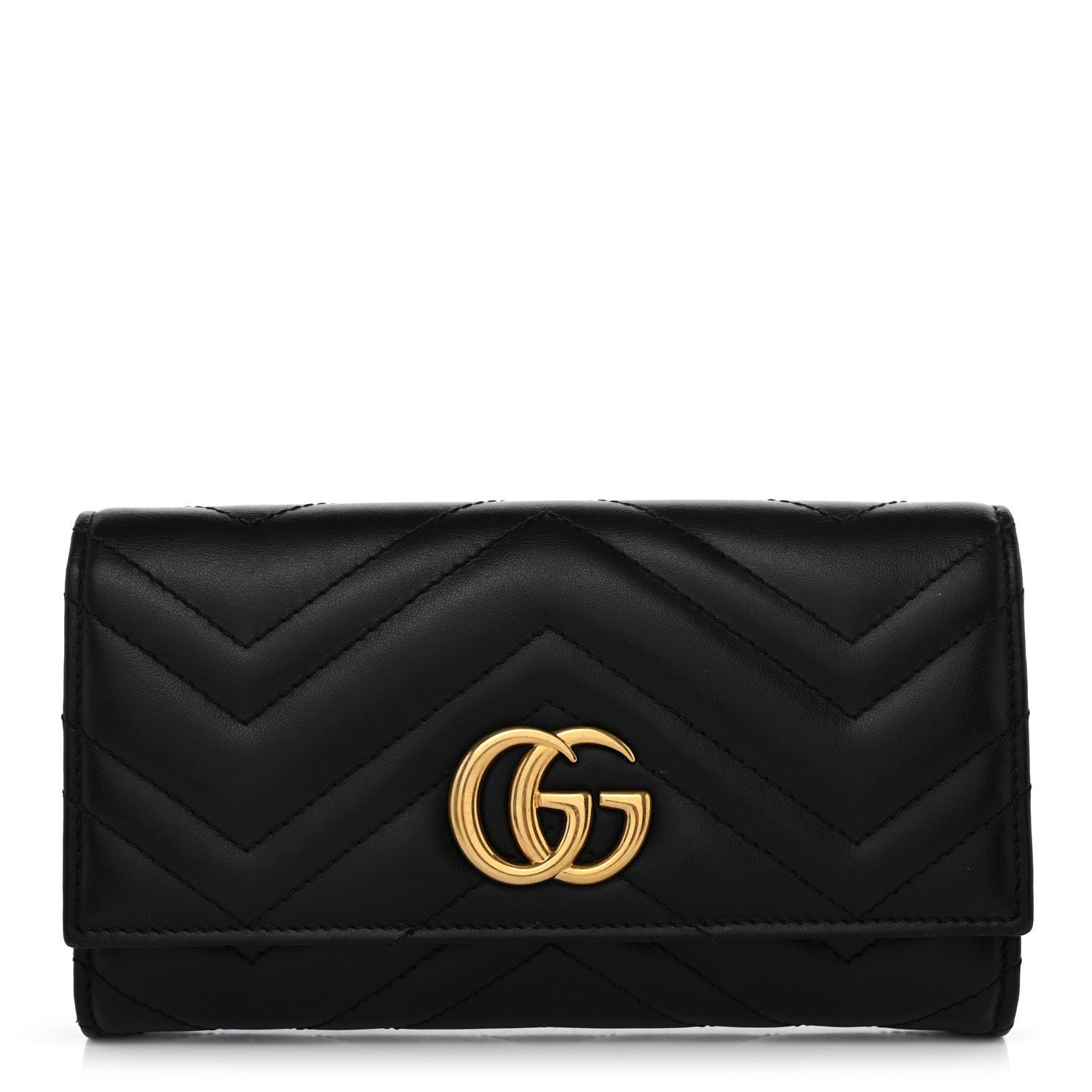 Gucci Calfskin Matelasse GG Marmont Continental Wallet Black