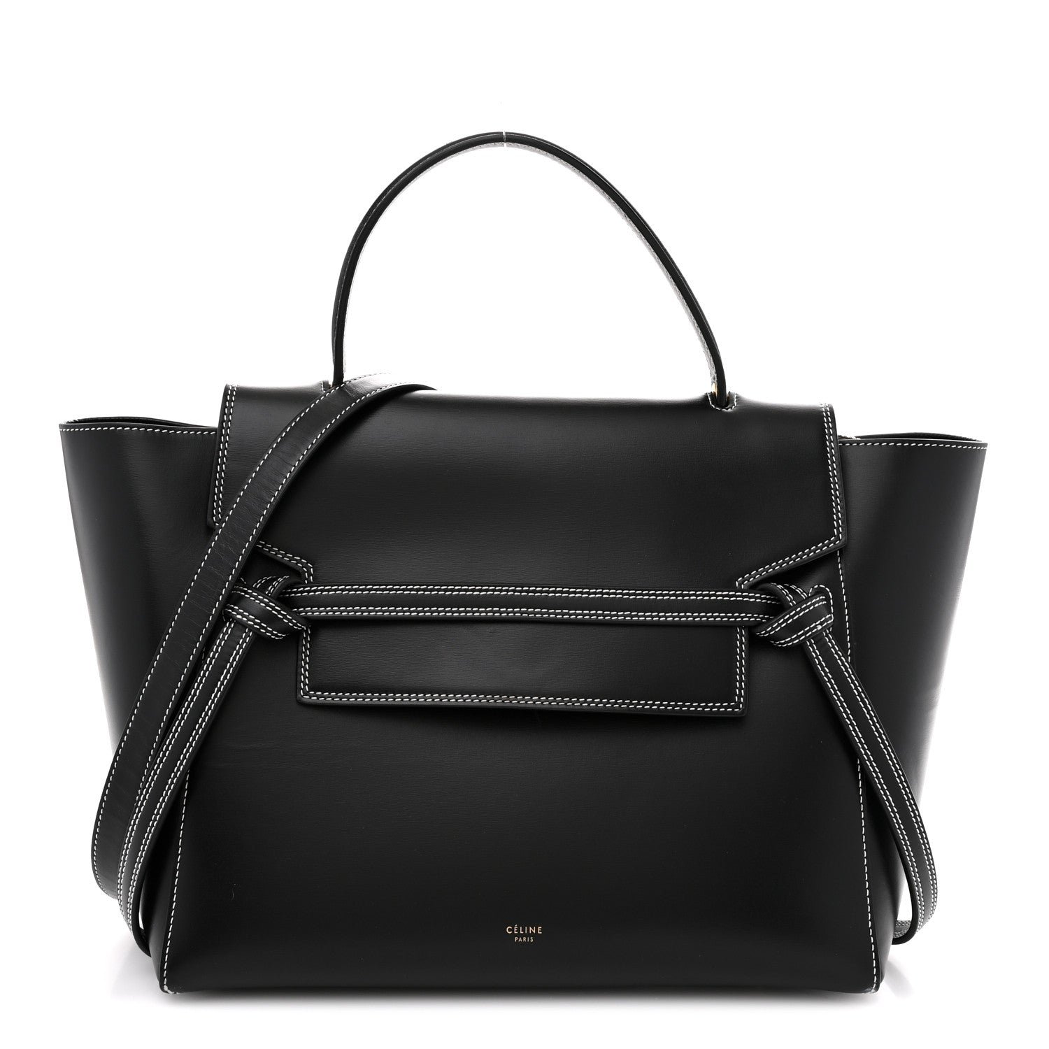 Celine Smooth Calfskin Double Stitching Mini Belt Bag Black