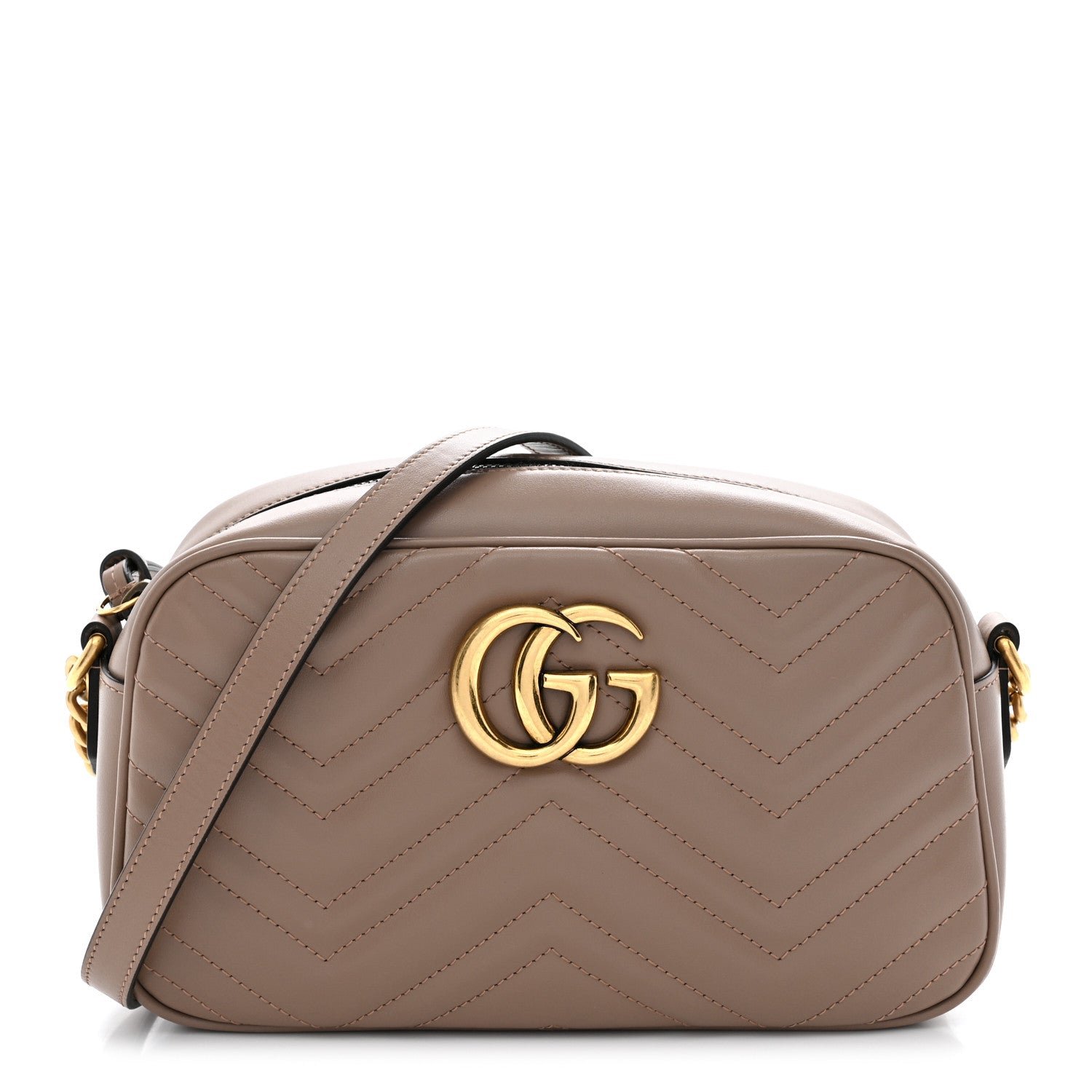 Gucci Calfskin Matelasse Small GG Marmont Chain Shoulder Bag Porcelain Rose