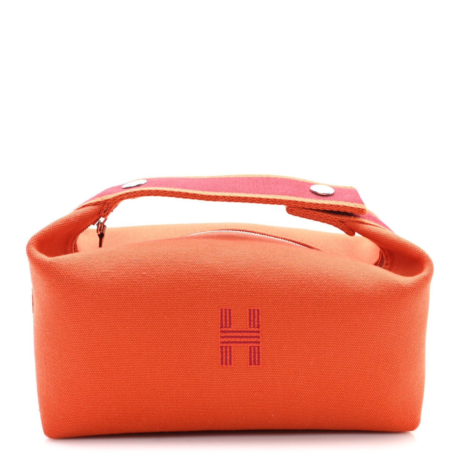 Hermes Canvas Small Bride-A-Brac Pouch Orange Burgundy