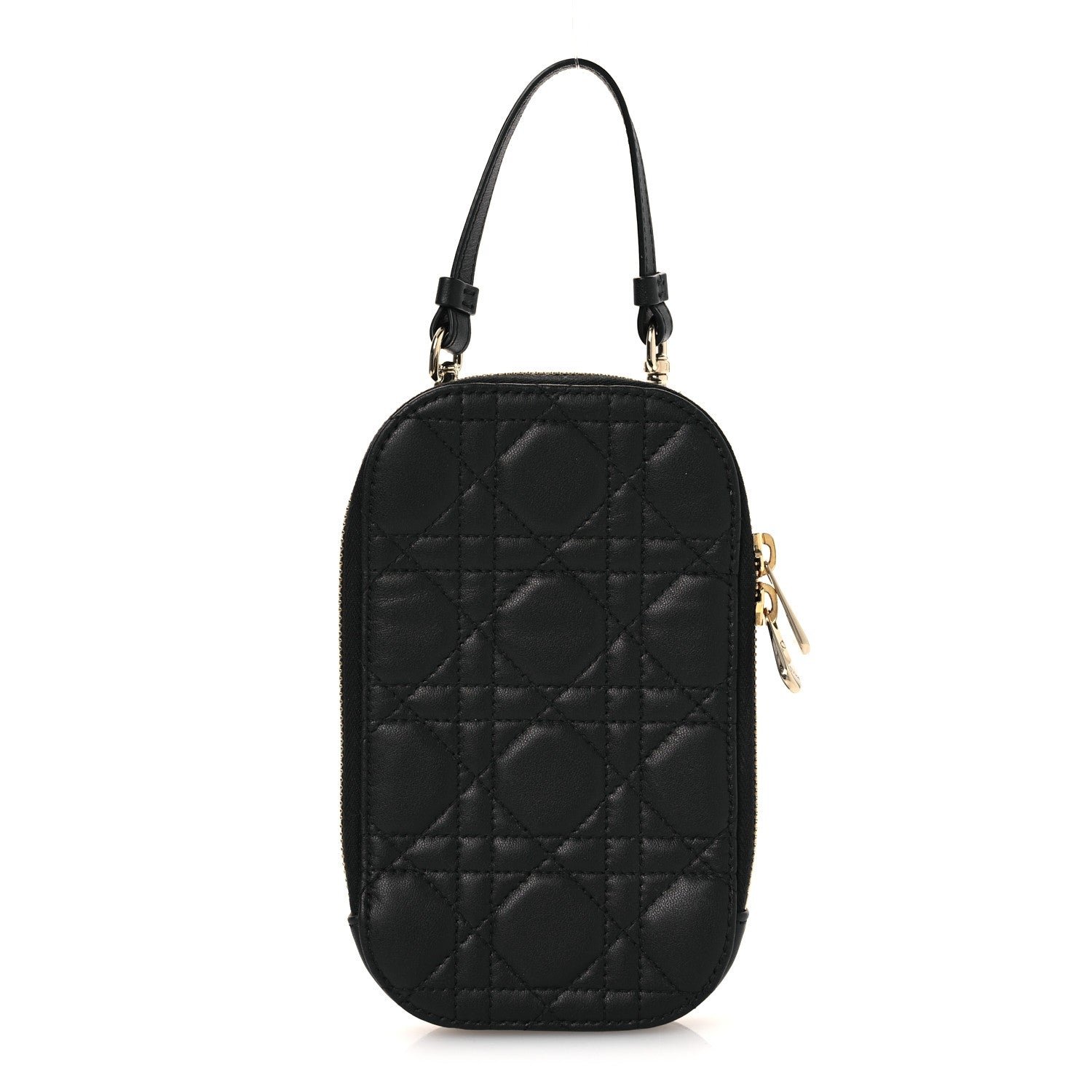 Christian Dior Lambskin Cannage Lady Dior Phone Holder Black