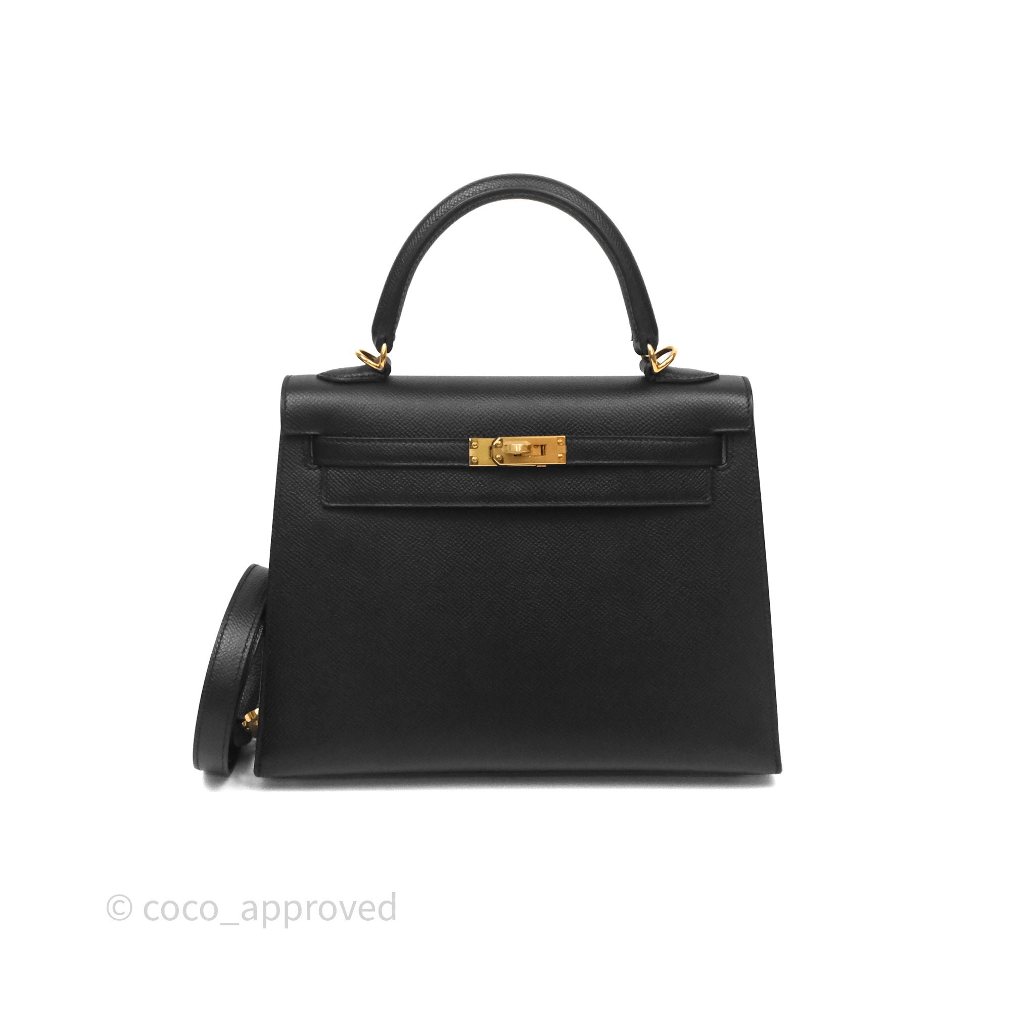 Hermès Kelly 25 Sellier Noir Black 89 Epsom Gold Hardware