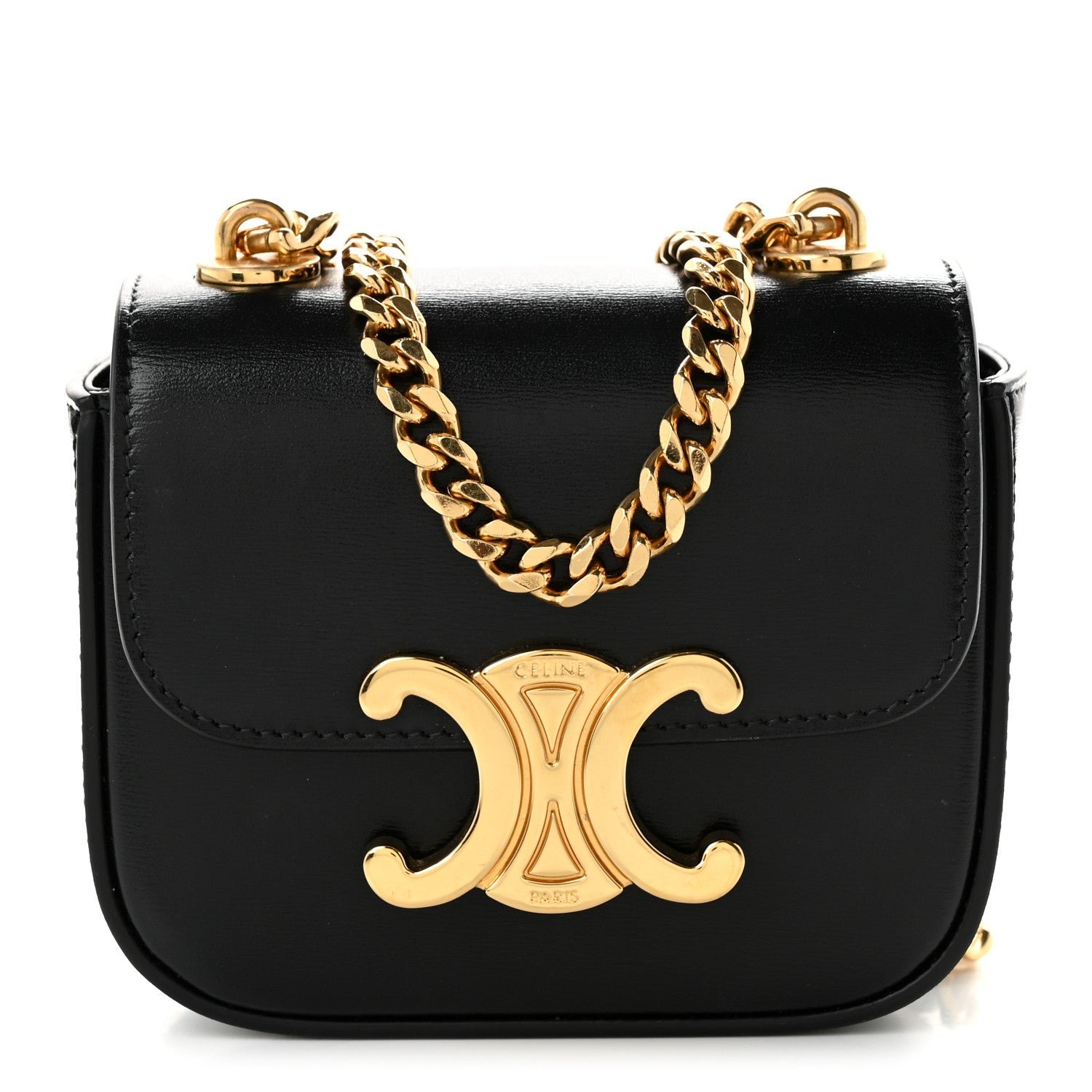 Celine Shiny Calfskin Mini Chain Claude Black