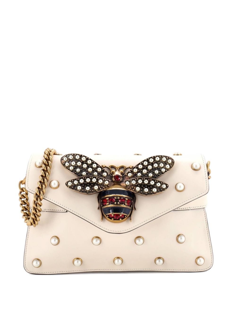 Broadway Pearly Bee Embellished Leather Mini shoulder bag