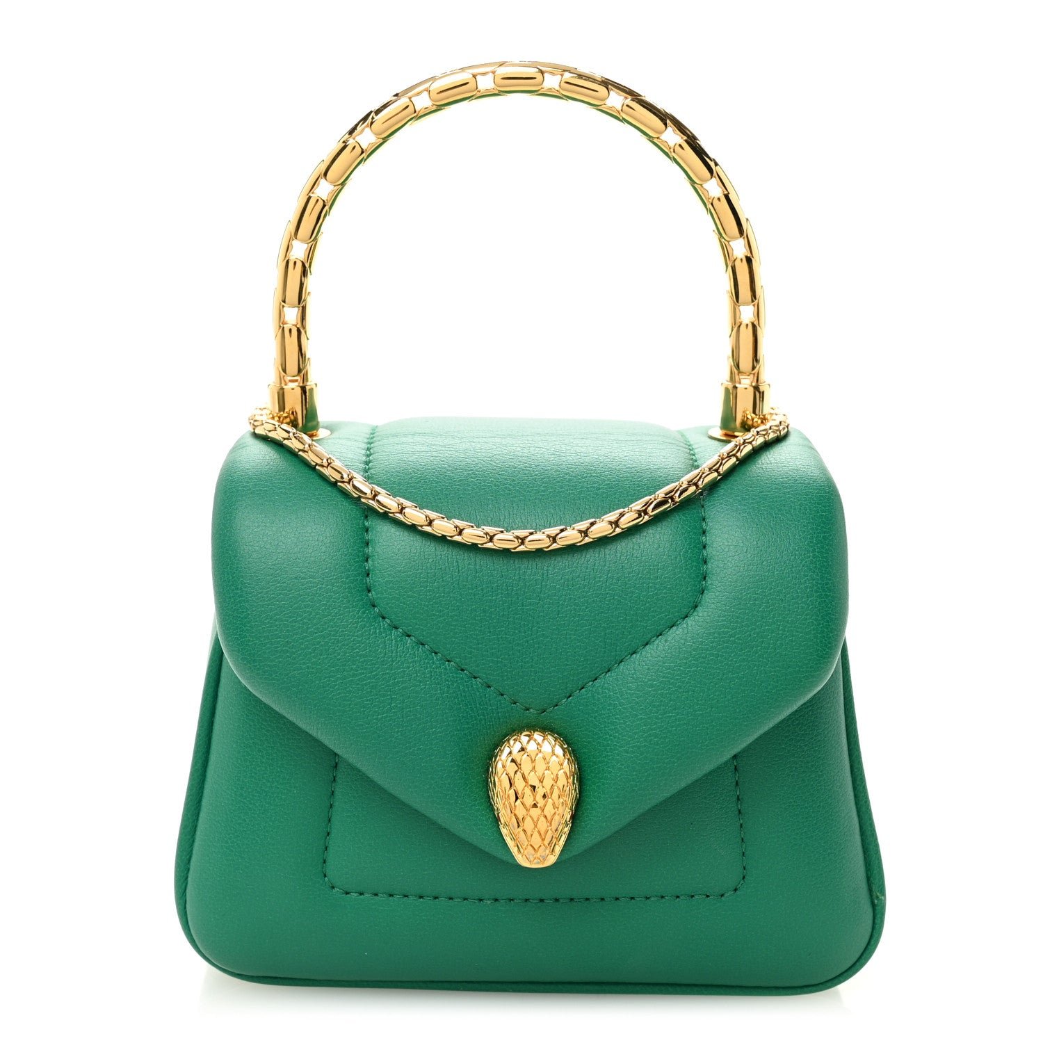 Bvlgari Bulgari Calfskin Serpenti Reverse Micro Top Handle Emerald Green