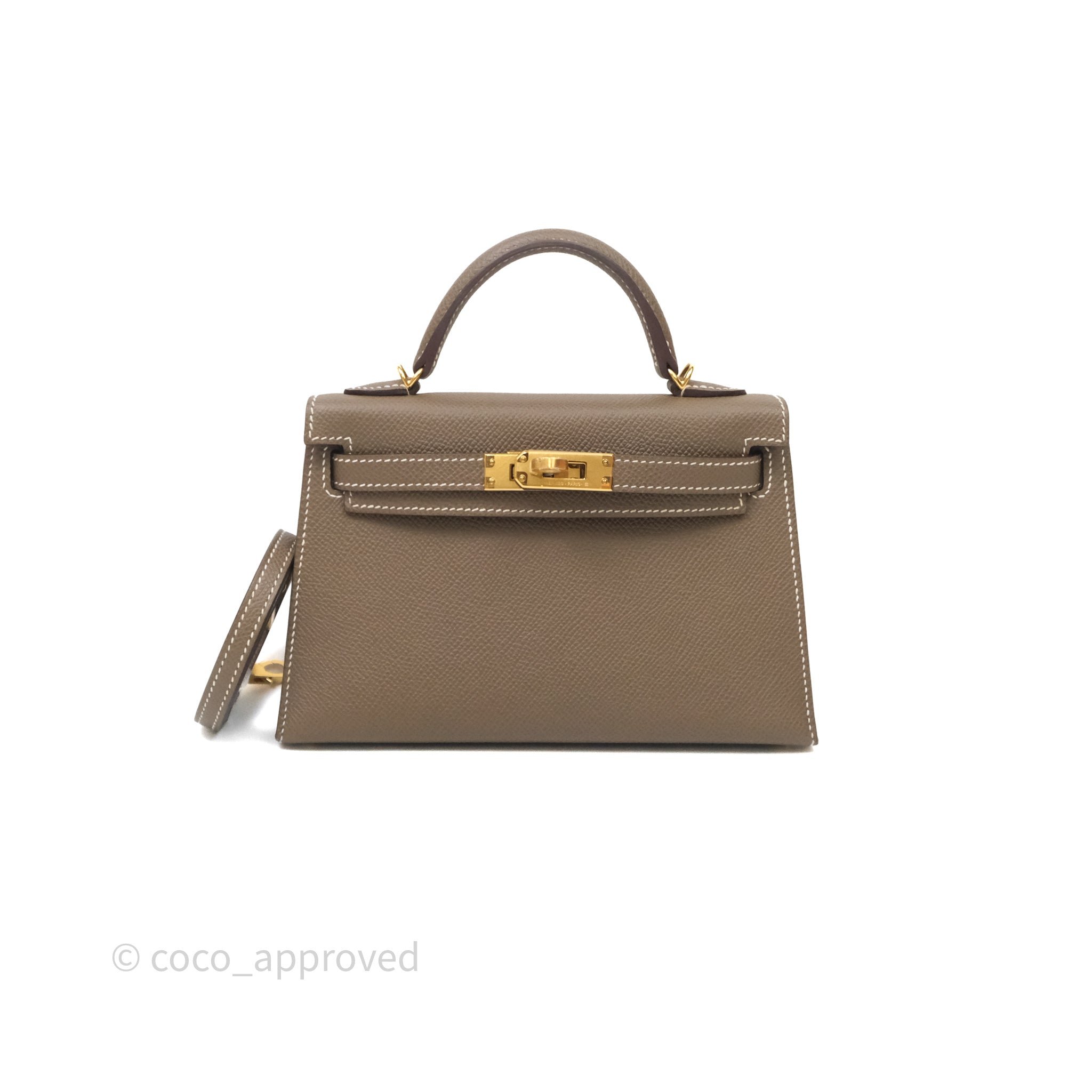 Hermès Mini Kelly 18 Étoupe Epsom Gold Hardware