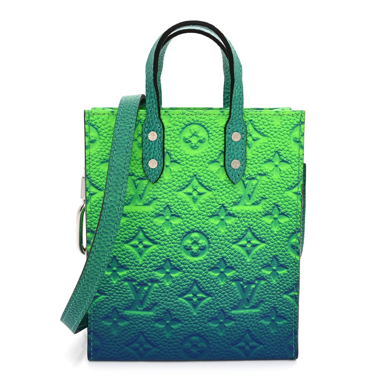 Louis Vuitton Taurillon Illusion Sac Plat XS Bleu Vert
