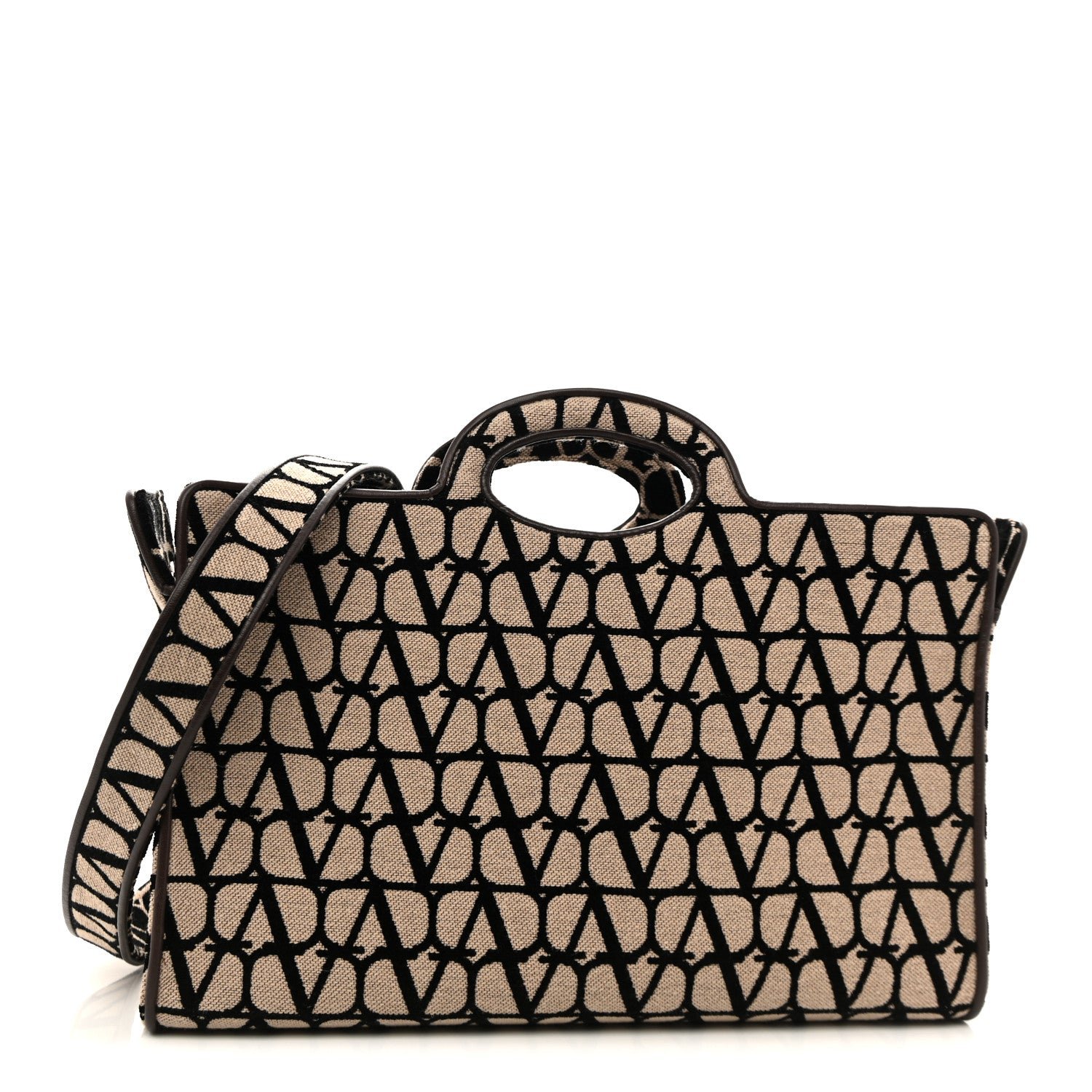Valentino Garavani Valentino Garavani Toile Iconographe Goatskin Le Troisieme Shopping Bag Naturale Black Fondant