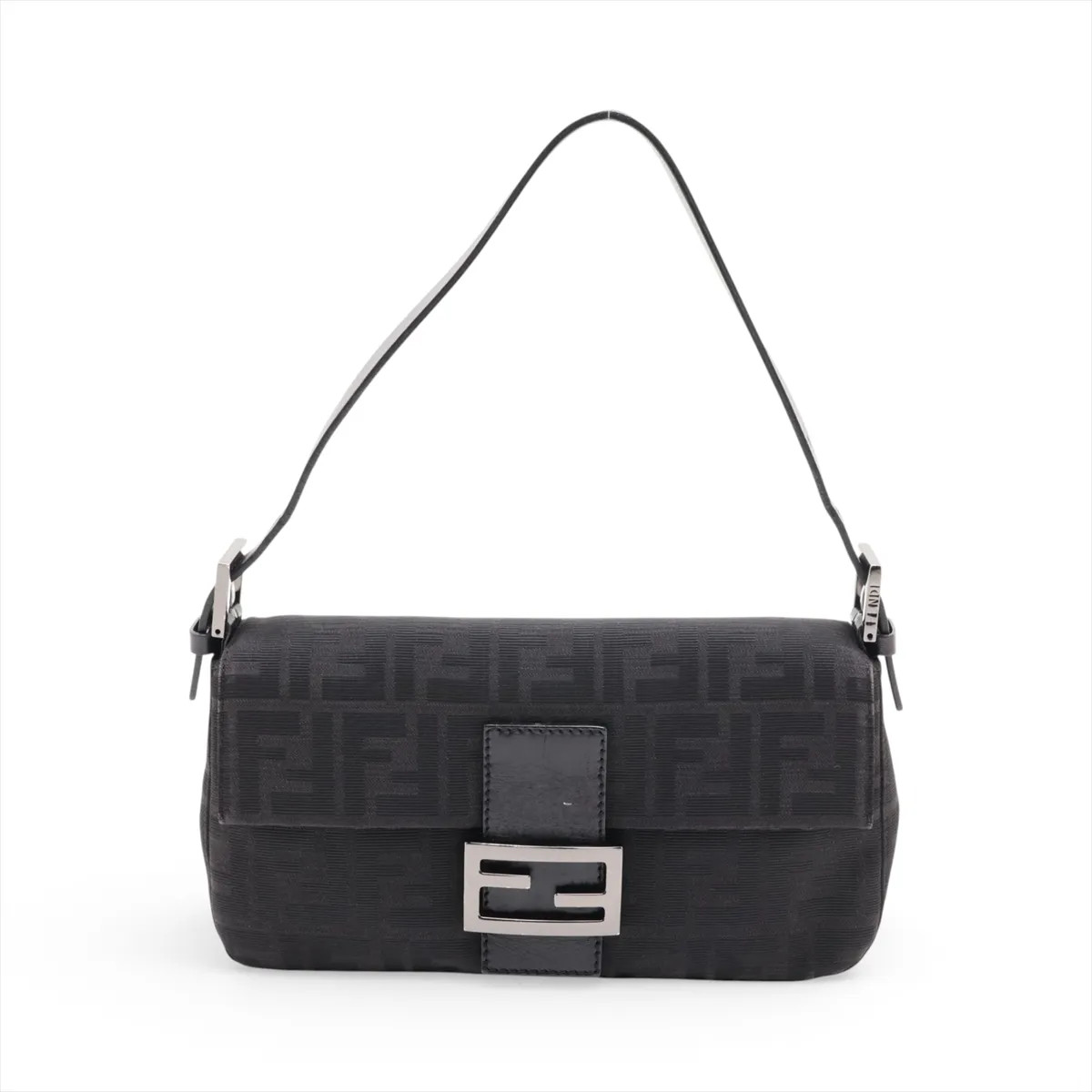 Fendi ZUCCa Mamma Baguette Canvas & Leather Shoulder bag Black