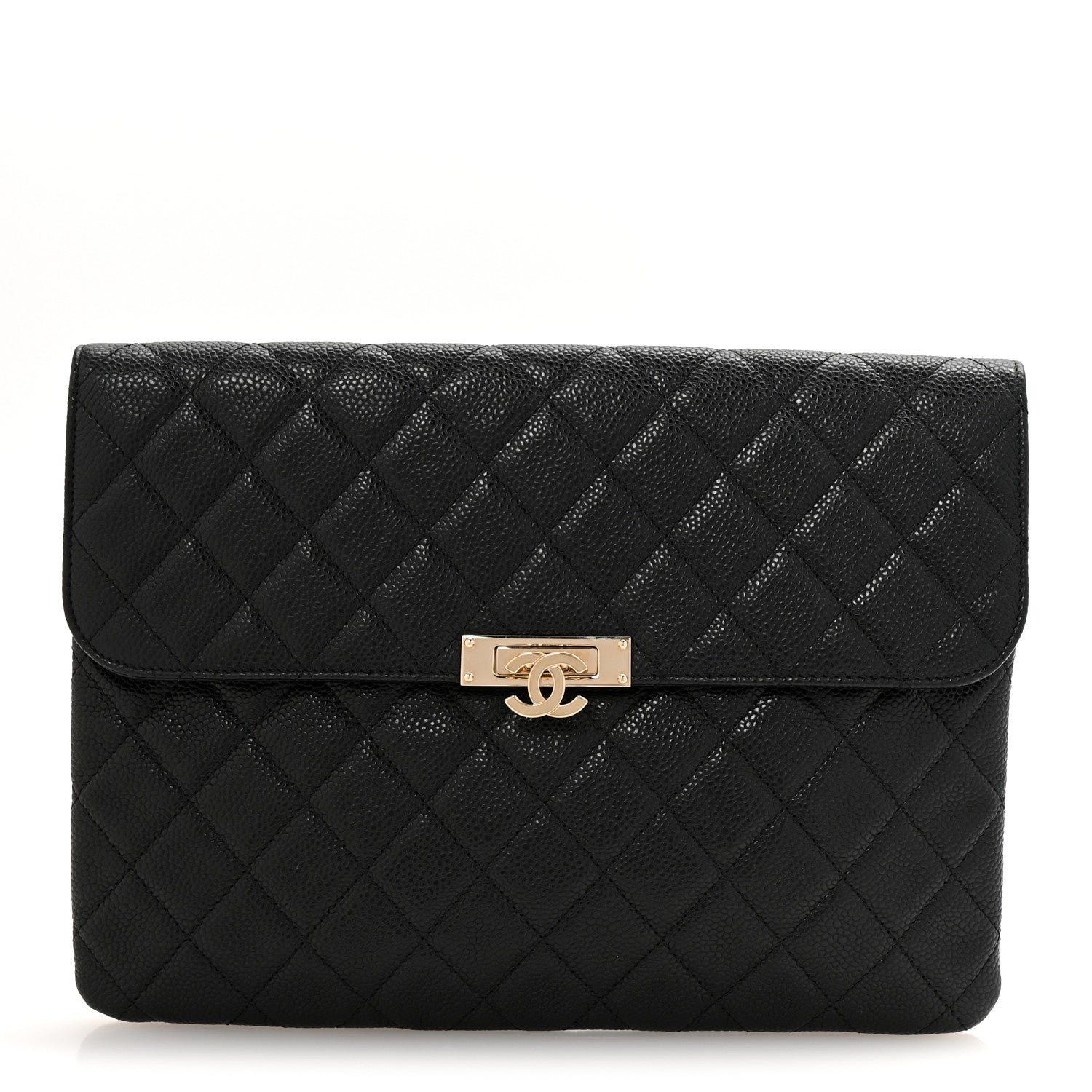 Chanel Caviar Quilted Medium Golden Class Pouch Black