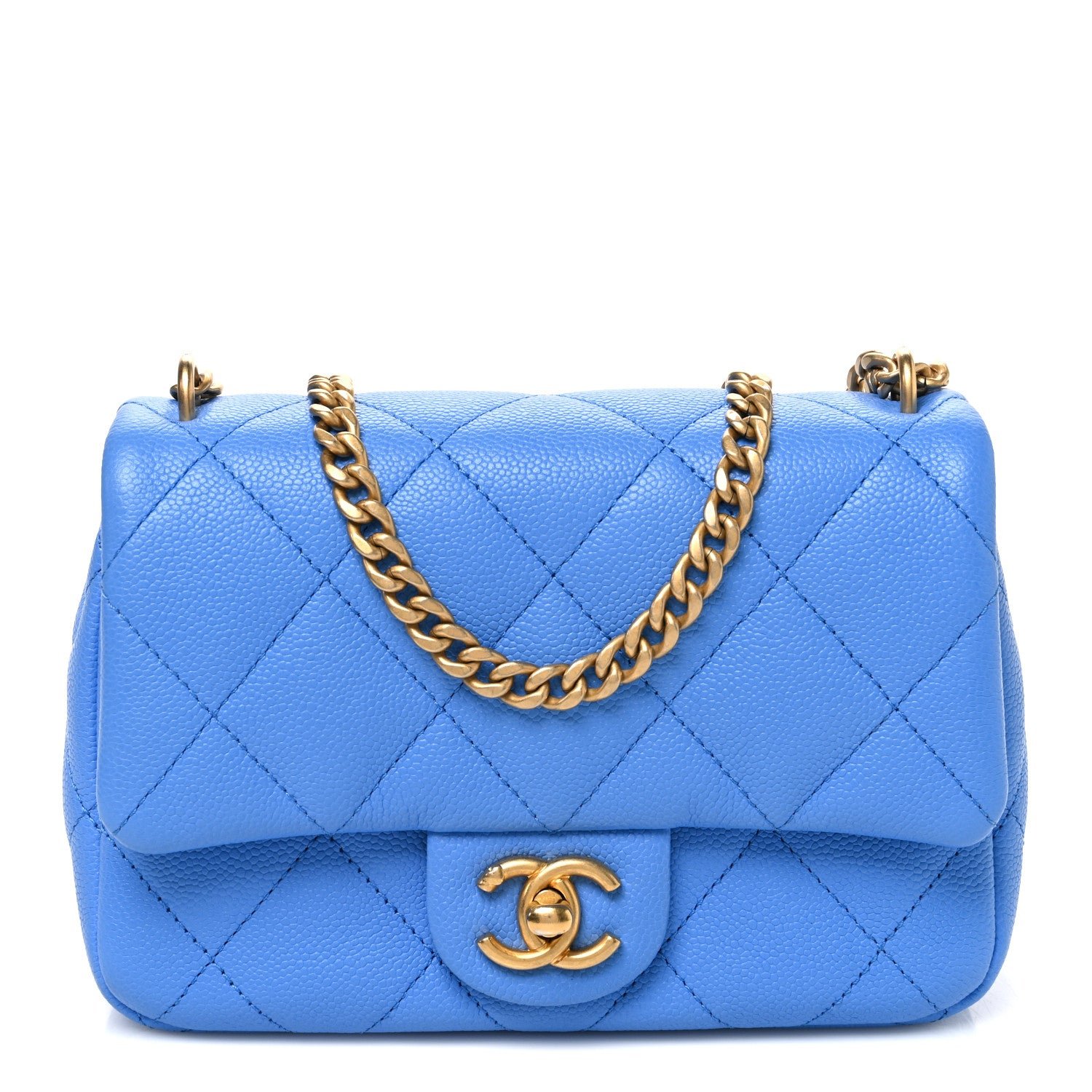 Chanel Caviar Quilted Mini Sweetheart Flap Blue