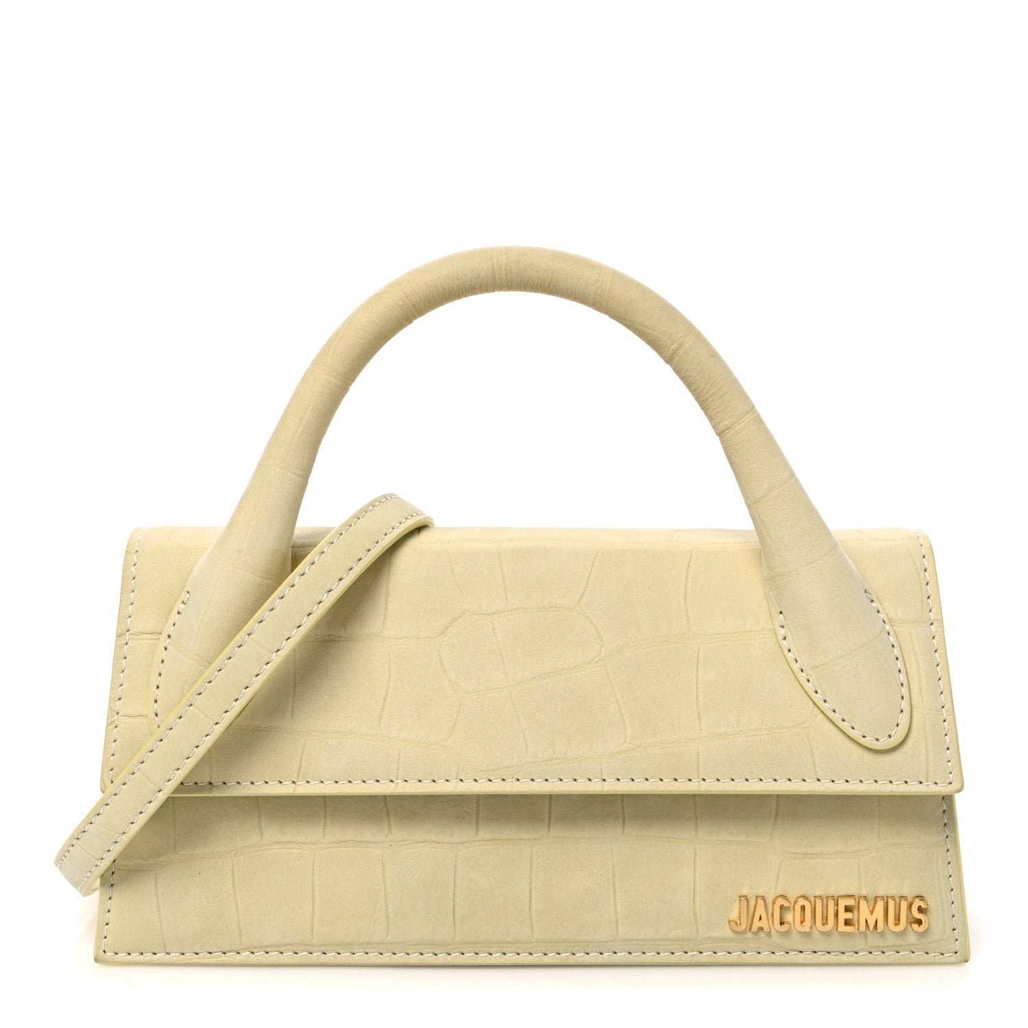Jacquemus Jacquemus Nubuck Crocodile Embossed Le Chiquito Long Light Yellow