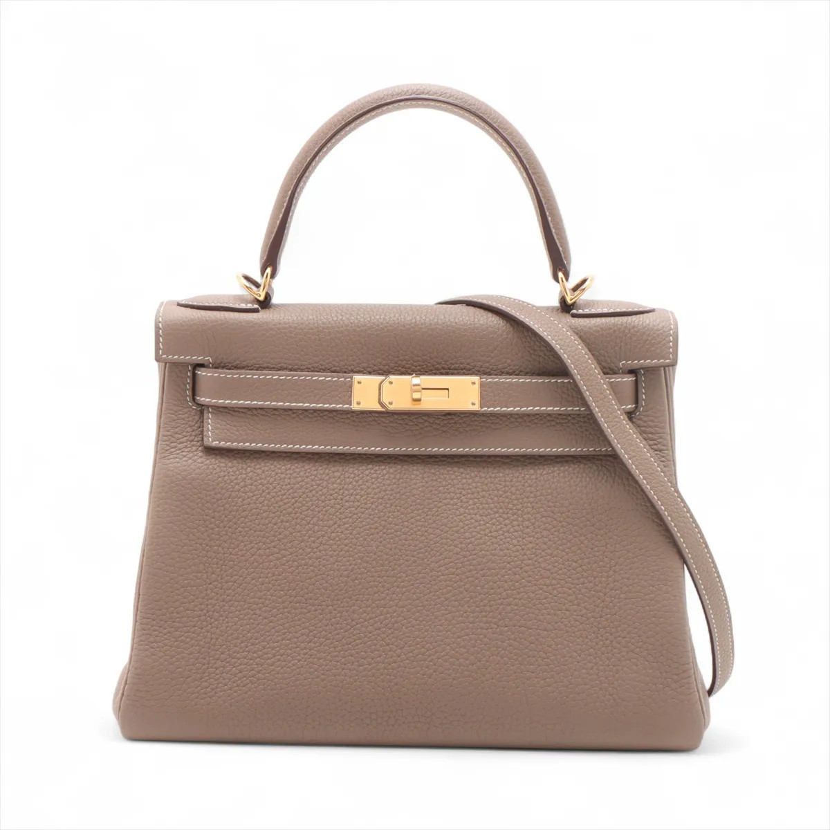 Hermès Kelly 28 Le Tournay Togo Etoupe Gold Metal Fittings