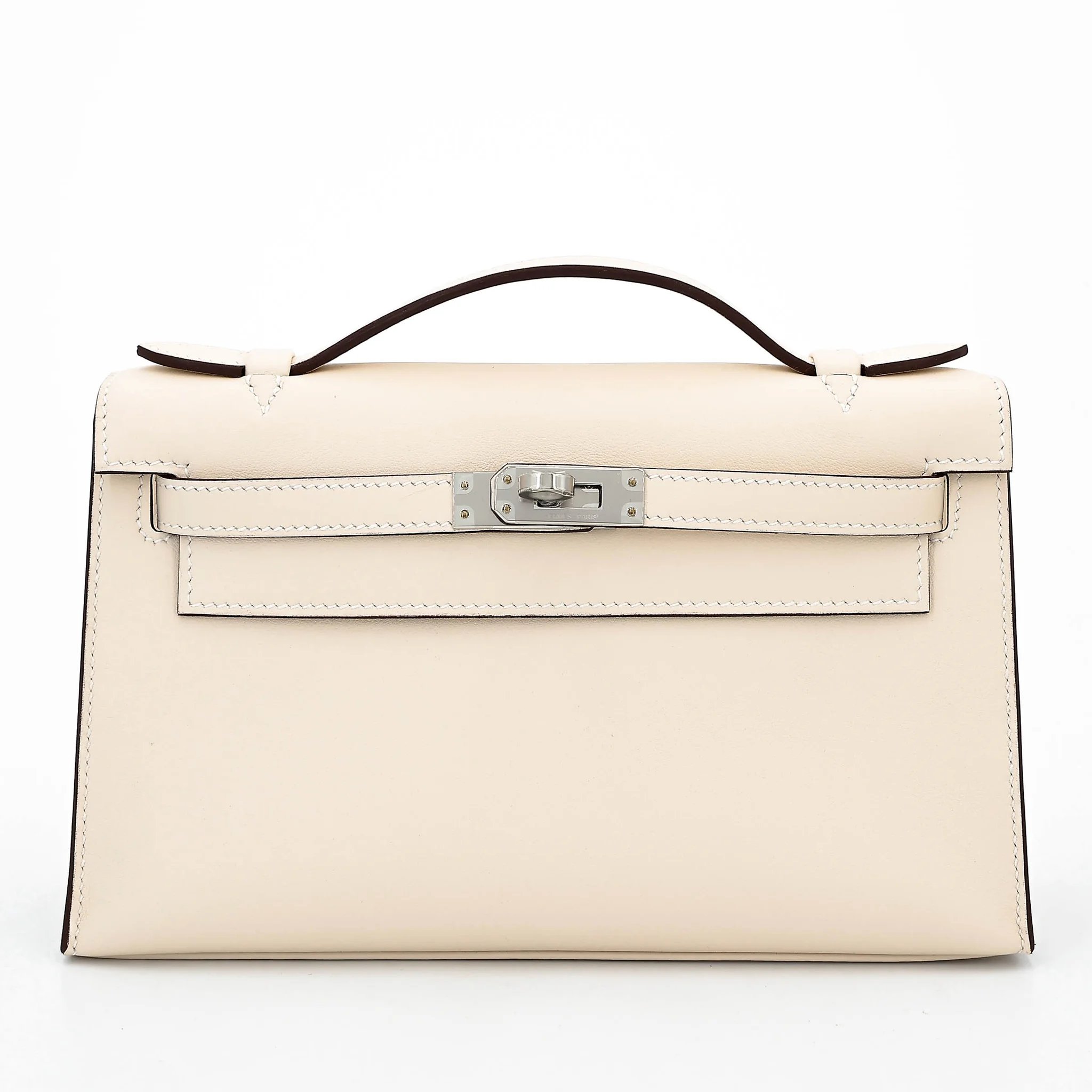 Brand New ( Rank N ) HERMÈS Kelly Pochette Nata (I2) Swift Palladium hardware G (2026)