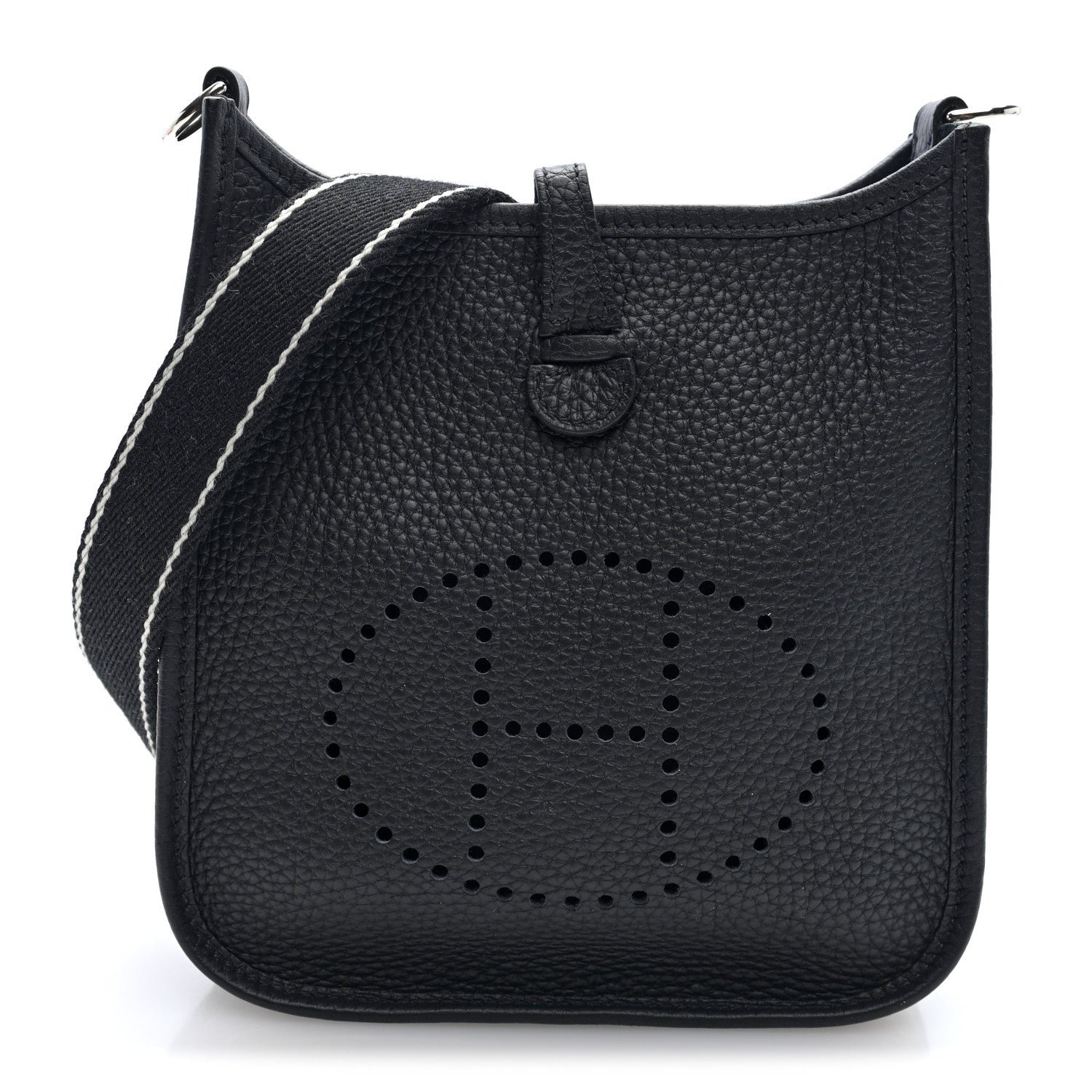 Hermes Taurillon Clemence Amazone Evelyne TPM Black White