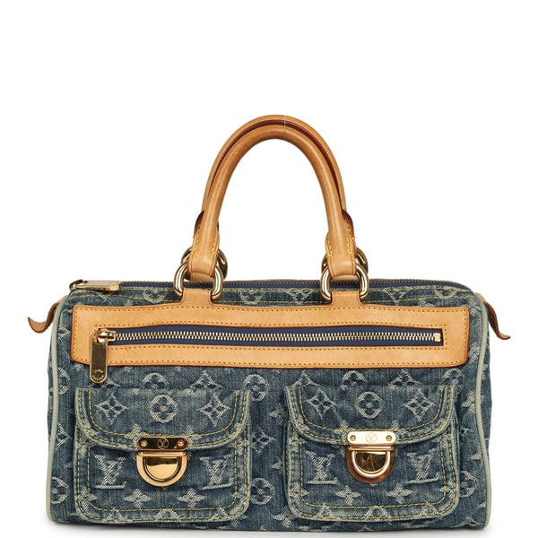 Vintage Louis Vuitton Neo Speedy Blue Denim Monogram Gold Hardware