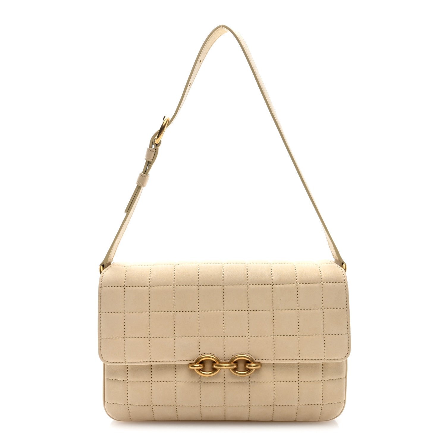 Saint Laurent Nubuck Suede Carre Quilted Le Maillon Satchel Butter