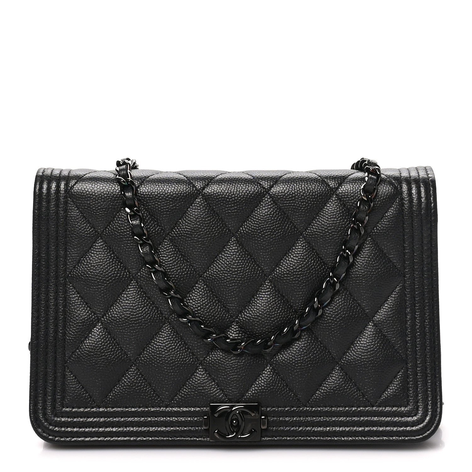Chanel Caviar Quilted Boy Wallet On Chain WOC So Black