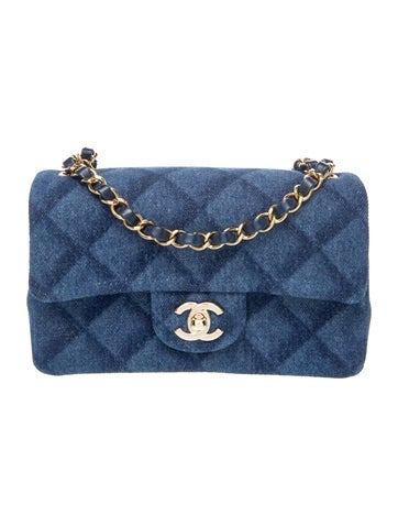 Denim Rectangular Mini Flap Bag