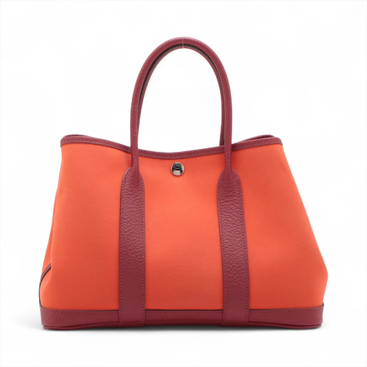 Hermès Garden Party 30 TPM Toile Officier × Negonda Orange x ruby Silver Metal F