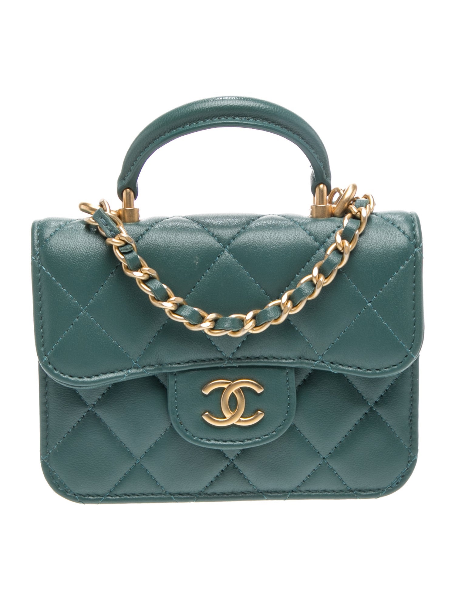 Top Handle Flap Coin Purse w/ Chain