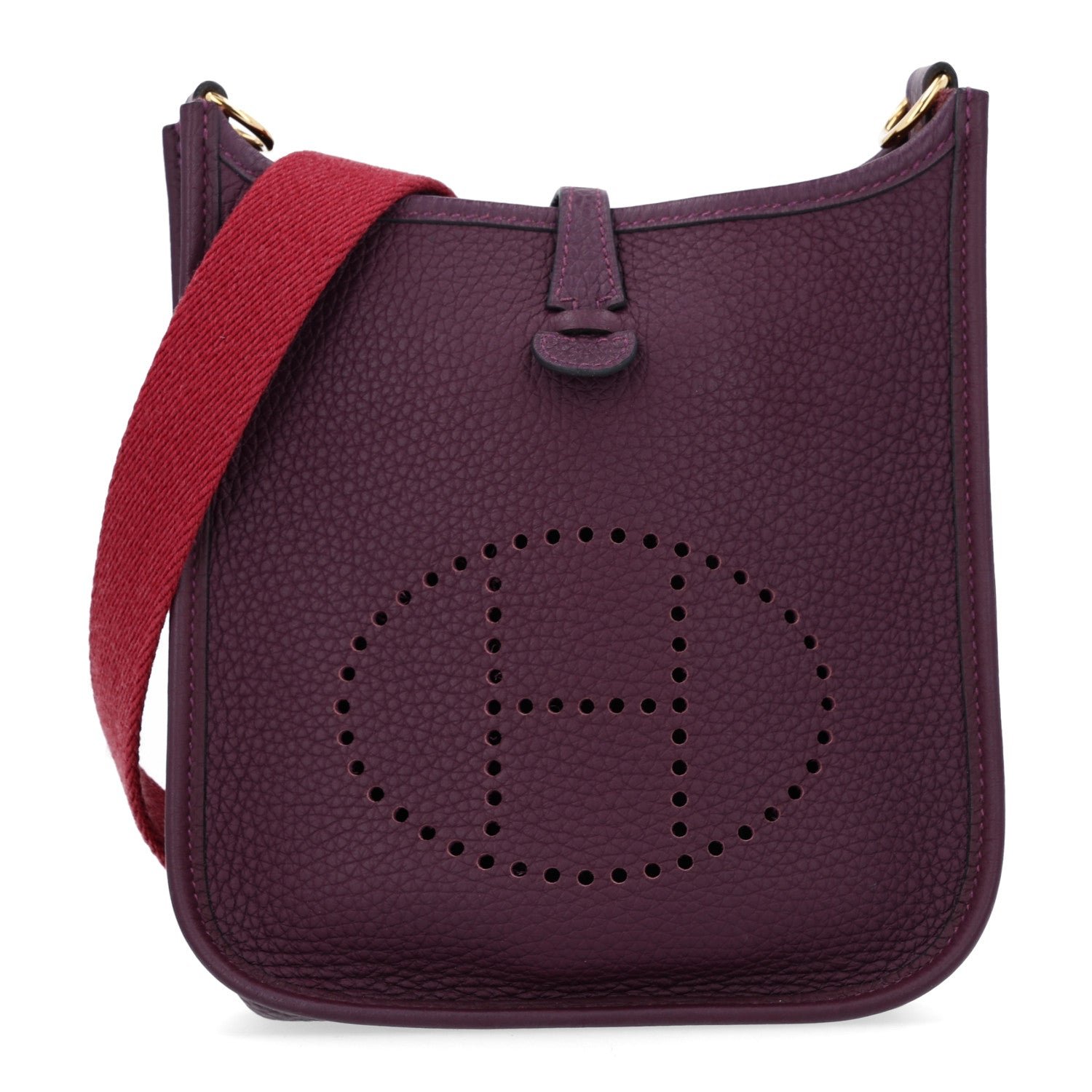 Hermes Taurillon Clemence Amazone Evelyne TPM Cassis Rouge Grenat