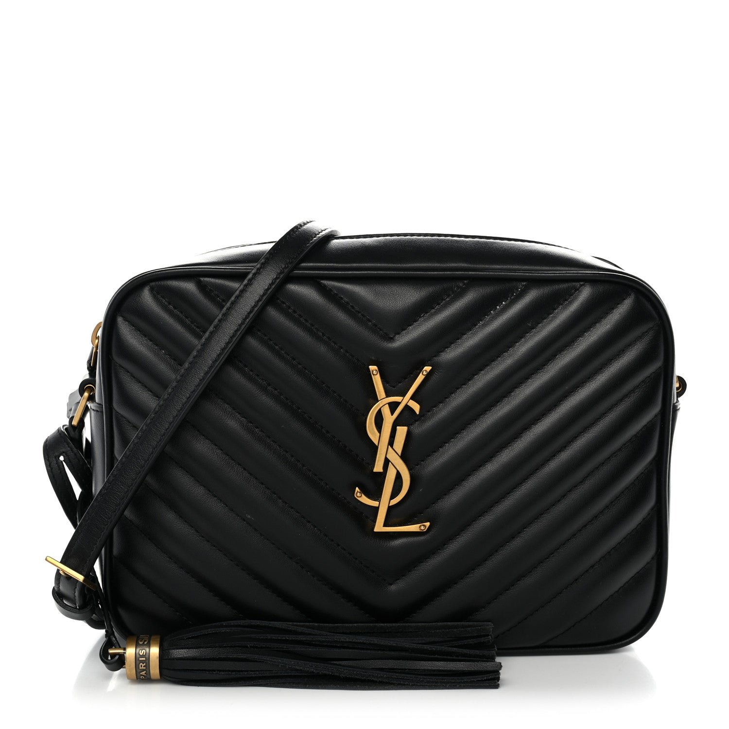Saint Laurent Calfskin Matelasse Monogram Lou Camera Bag Black