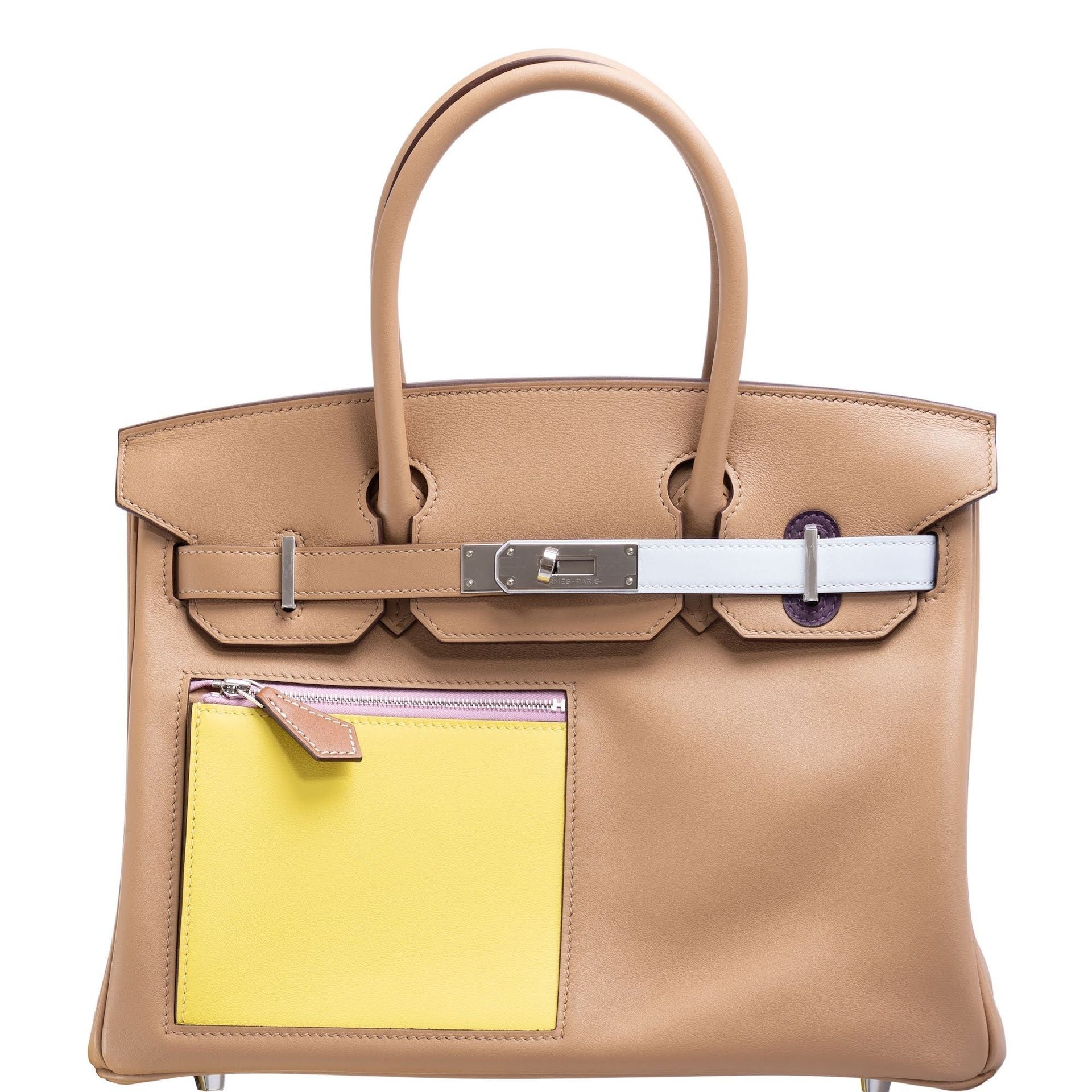 Hermes Hermès Birkin 30 Colormatic Chai, Lime, Blue Brume, and Cassis Swift Palladium Hardware