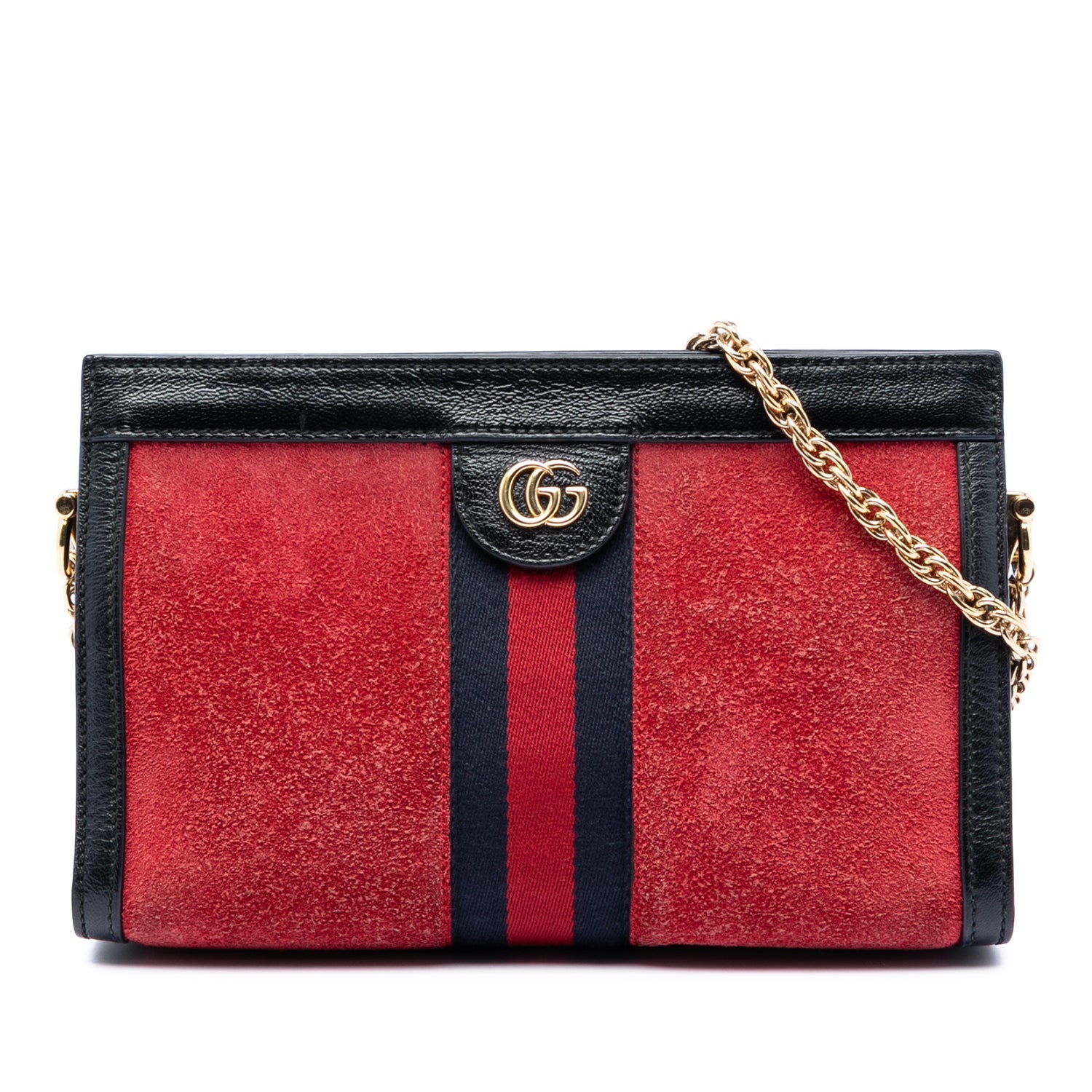 Calf Leather Small Suede Web Ophidia Chain Crossbody