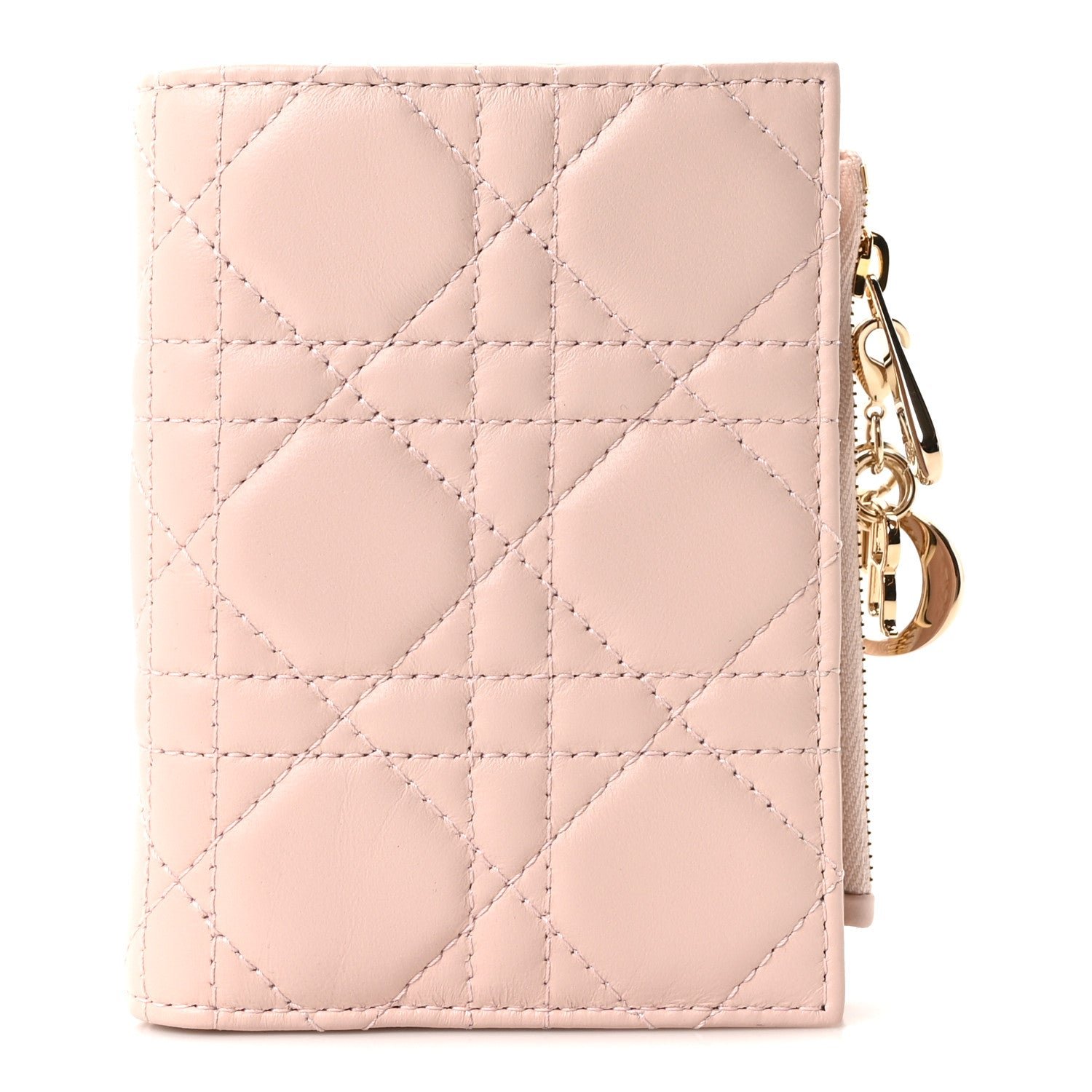 Dior Christian Dior Lambskin Cannage Lady Dior Dahlia Wallet Powder Pink