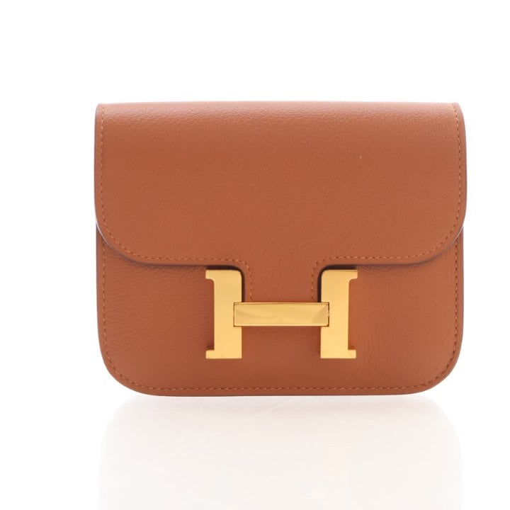 Hermes Gold Evercolor Constance Slim Wallet