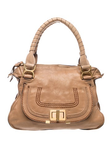 Leather Marcie Turn-Lock Satchel Large