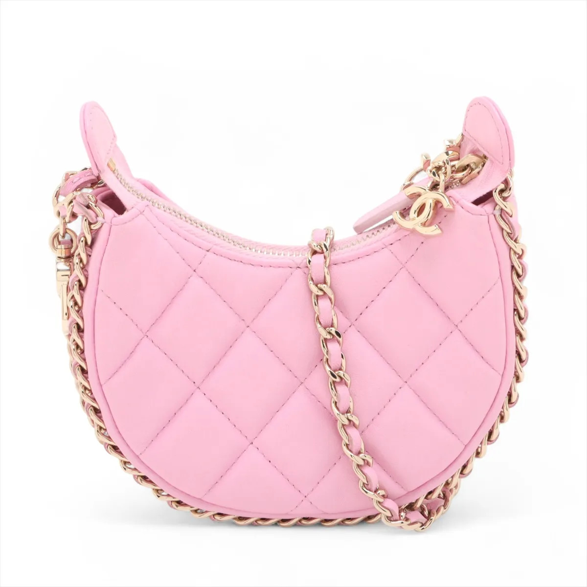 Chanel Matelasse Lambskin Chain Shoulder Bag Pink Gold Metal Fittings random ser