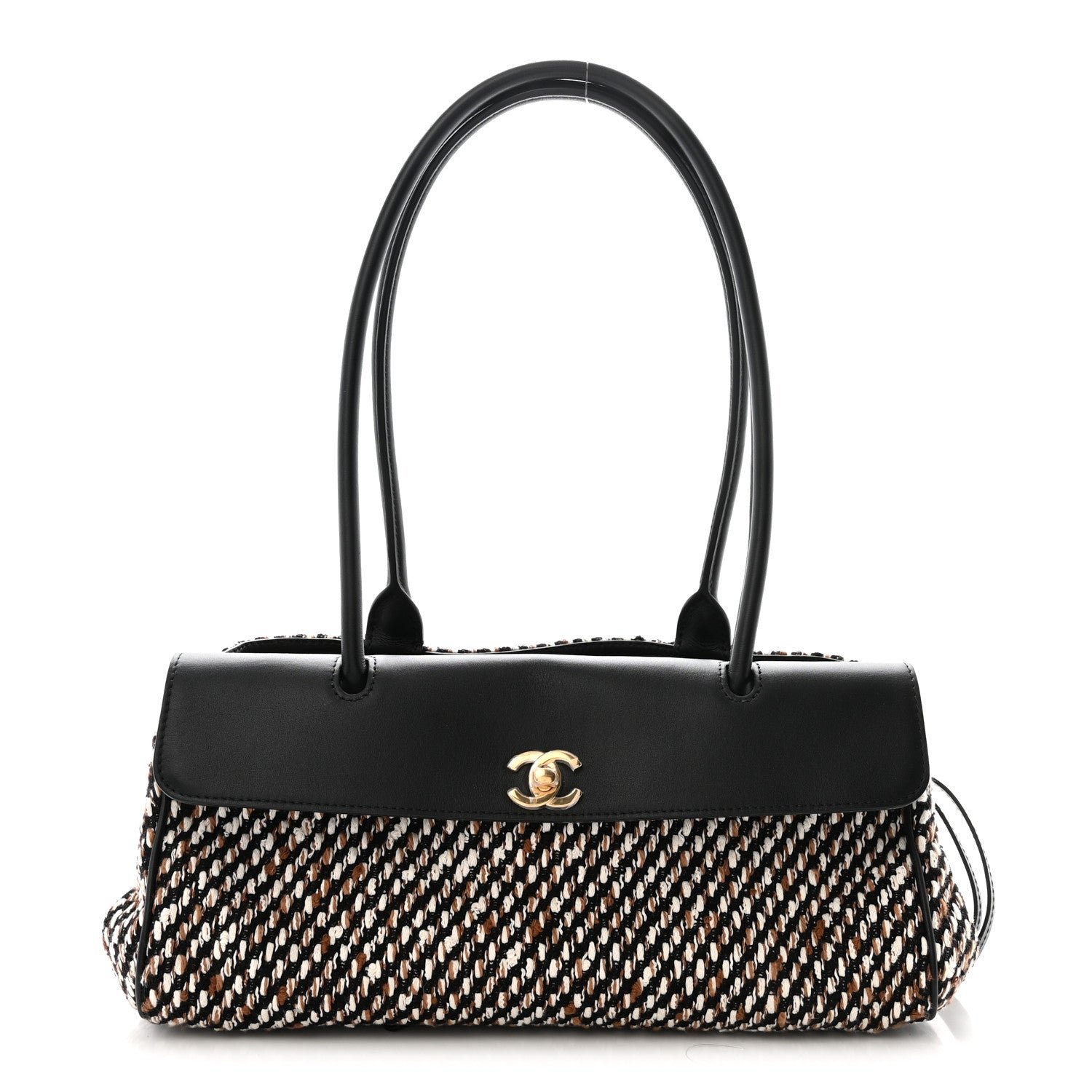 Chanel Tweed Calfskin Urban Essentials Small Shopping Bag Black Multicolor