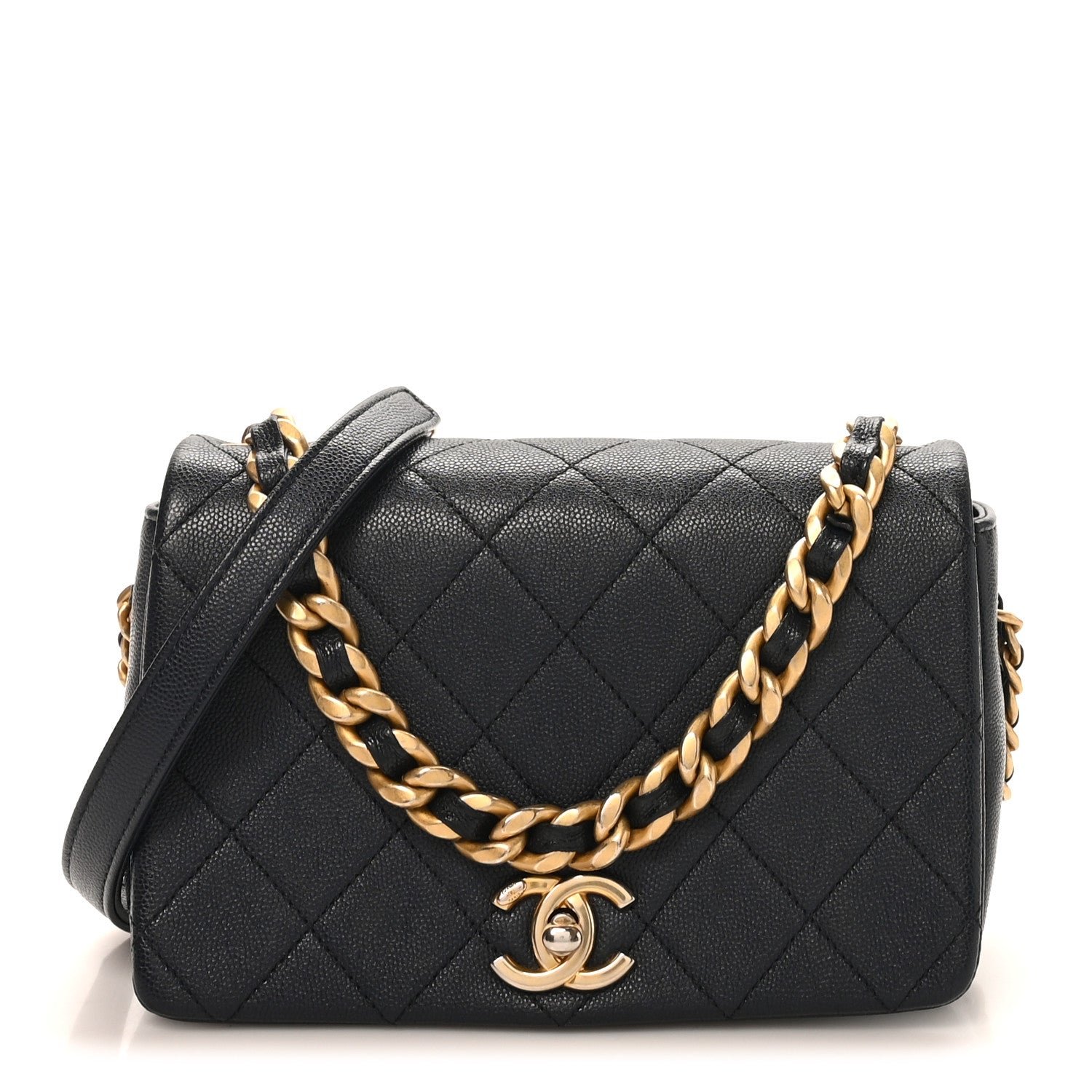 Chanel Caviar Quilted Small Fashion Therapy Flap Bag Navy Blue